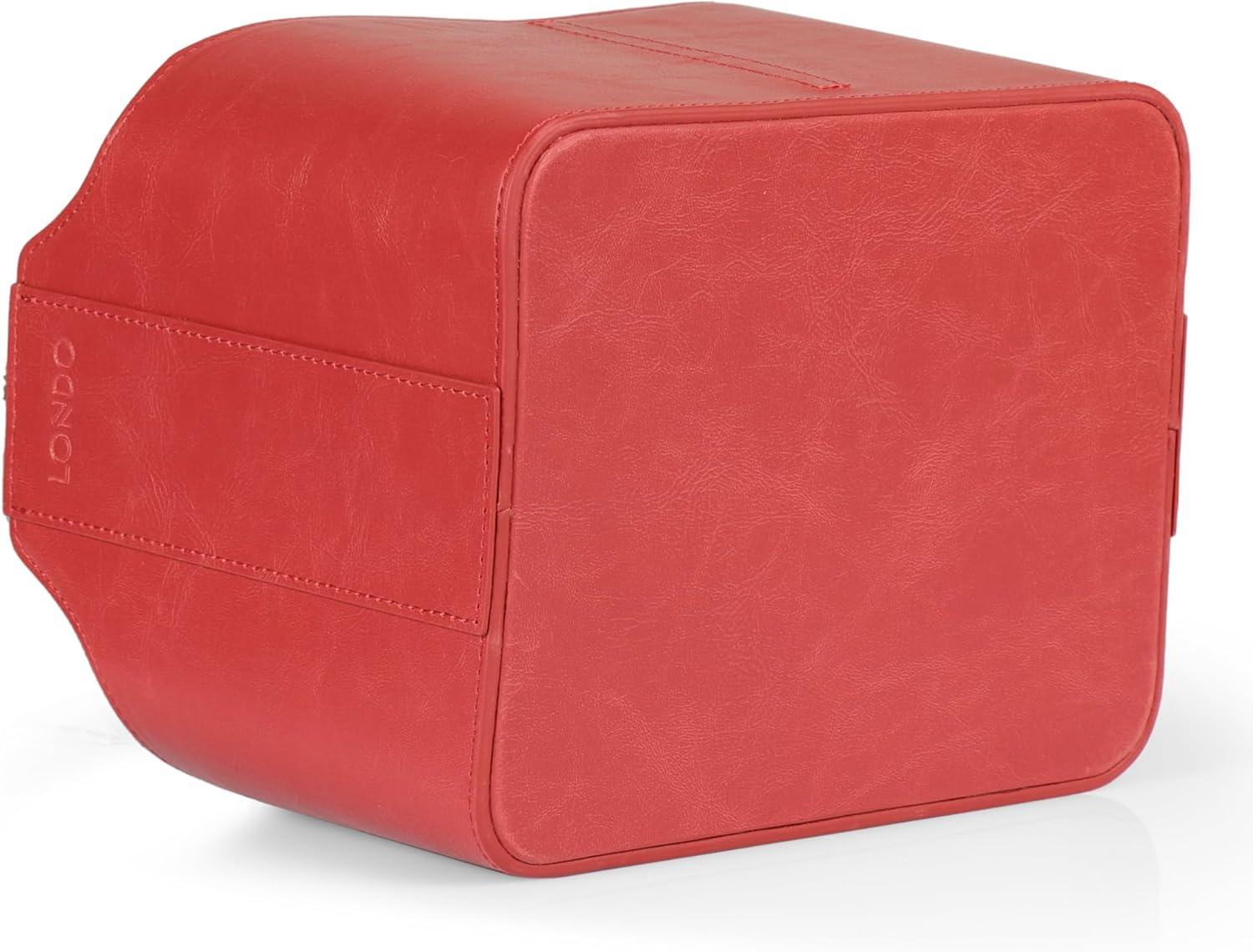 Red Faux Leather Remote Control Holder with Suede Lining