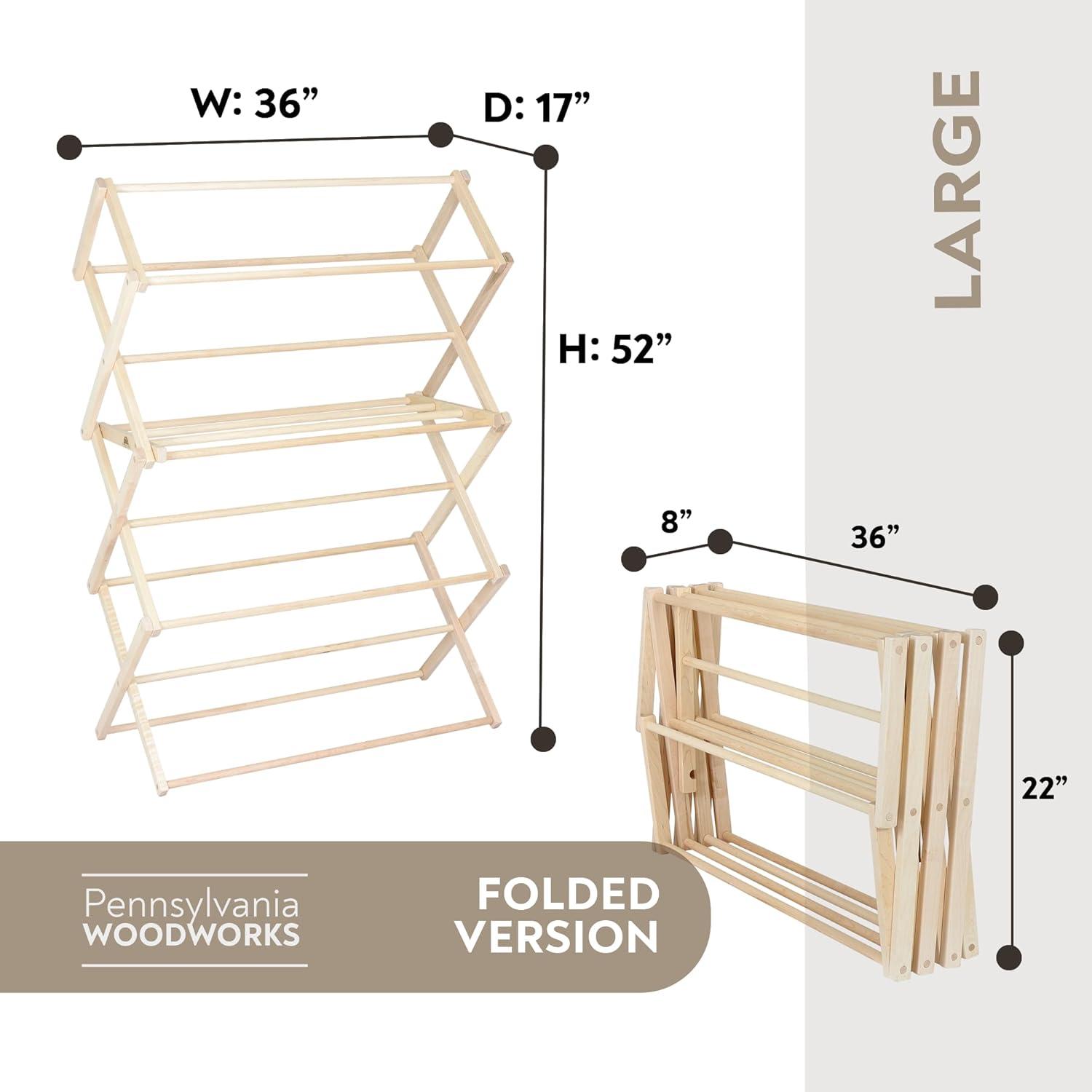 Large Foldable Maple Hardwood Clothes Drying Rack