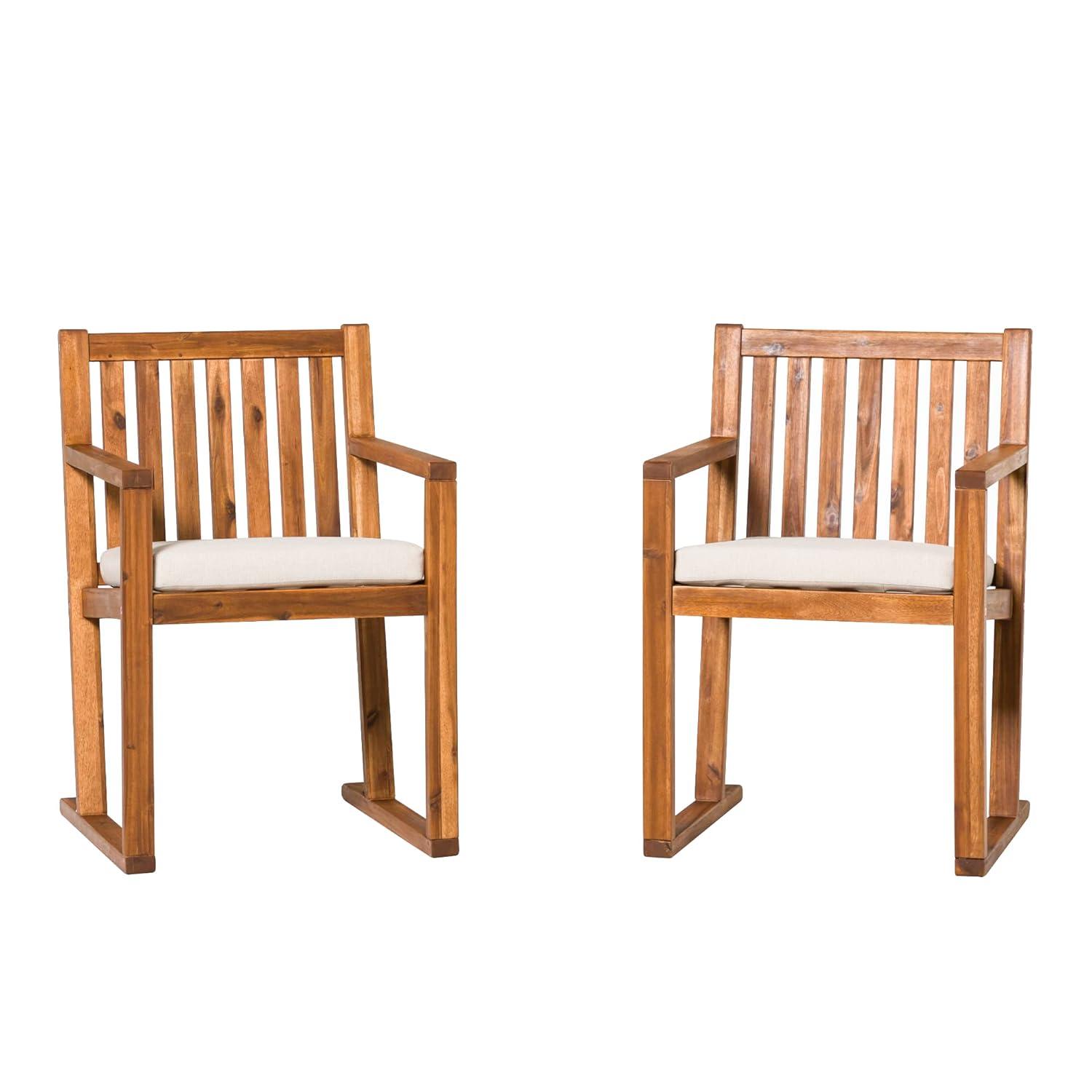 Millwood Pines Contemporary 2-Piece Solid Wood Slat-Back Patio Dining Chairs