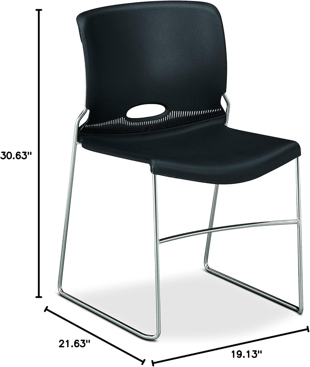 Onyx Armless Metal Stacking Chair with Lumbar Support