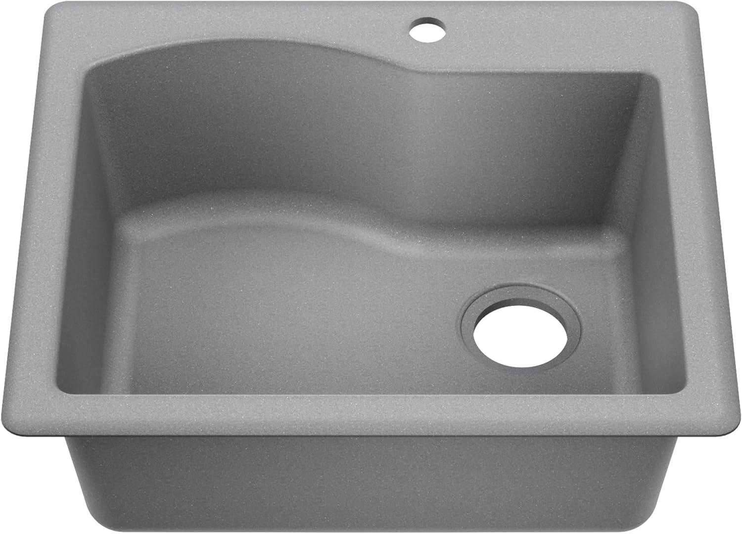 KRAUS Quarza™ 25" L Dual Mount Single Bowl Granite Kitchen Sink