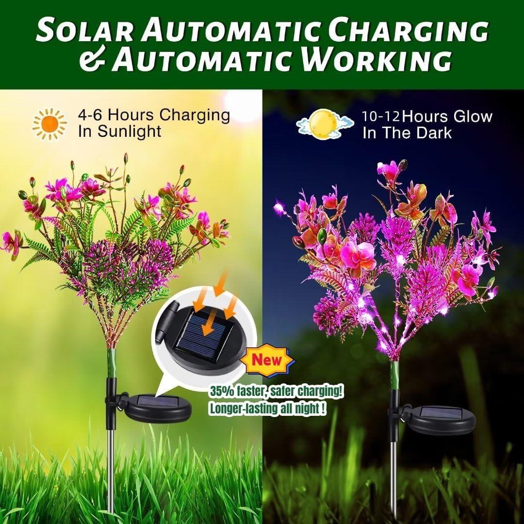 Purple Phalaenopsis Solar Garden Lights, Waterproof Outdoor Decor