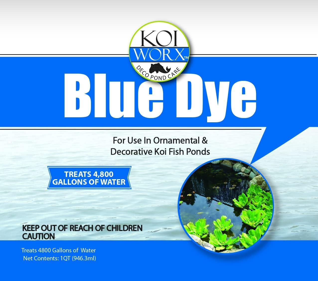 KoiWorx Blue Dye - Ornamental and Decorative Pond Dye, Water Features and Fountains, Safe for Koi - 16oz