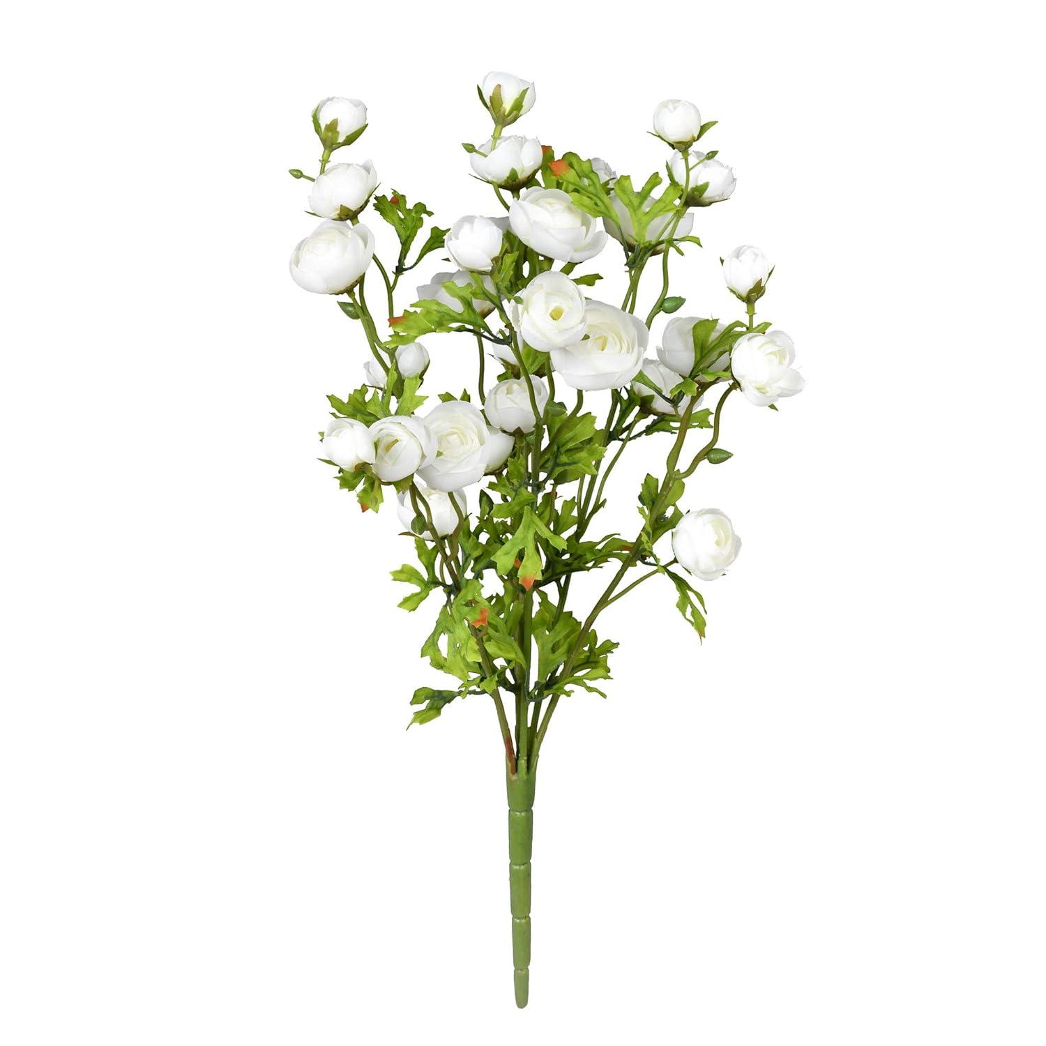 Vickerman 18" Artificial White Ranunculus Bush.
