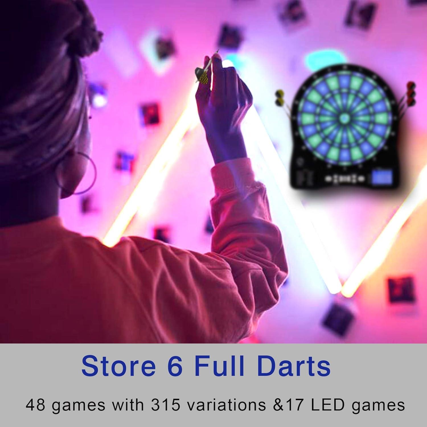 Turnart Electronic Dart Board,13 inch Illuminated Segments Light Based Games Electric Dartboard for Adults Tested Tough Segment for Enhanced Durability Professional with Scoring