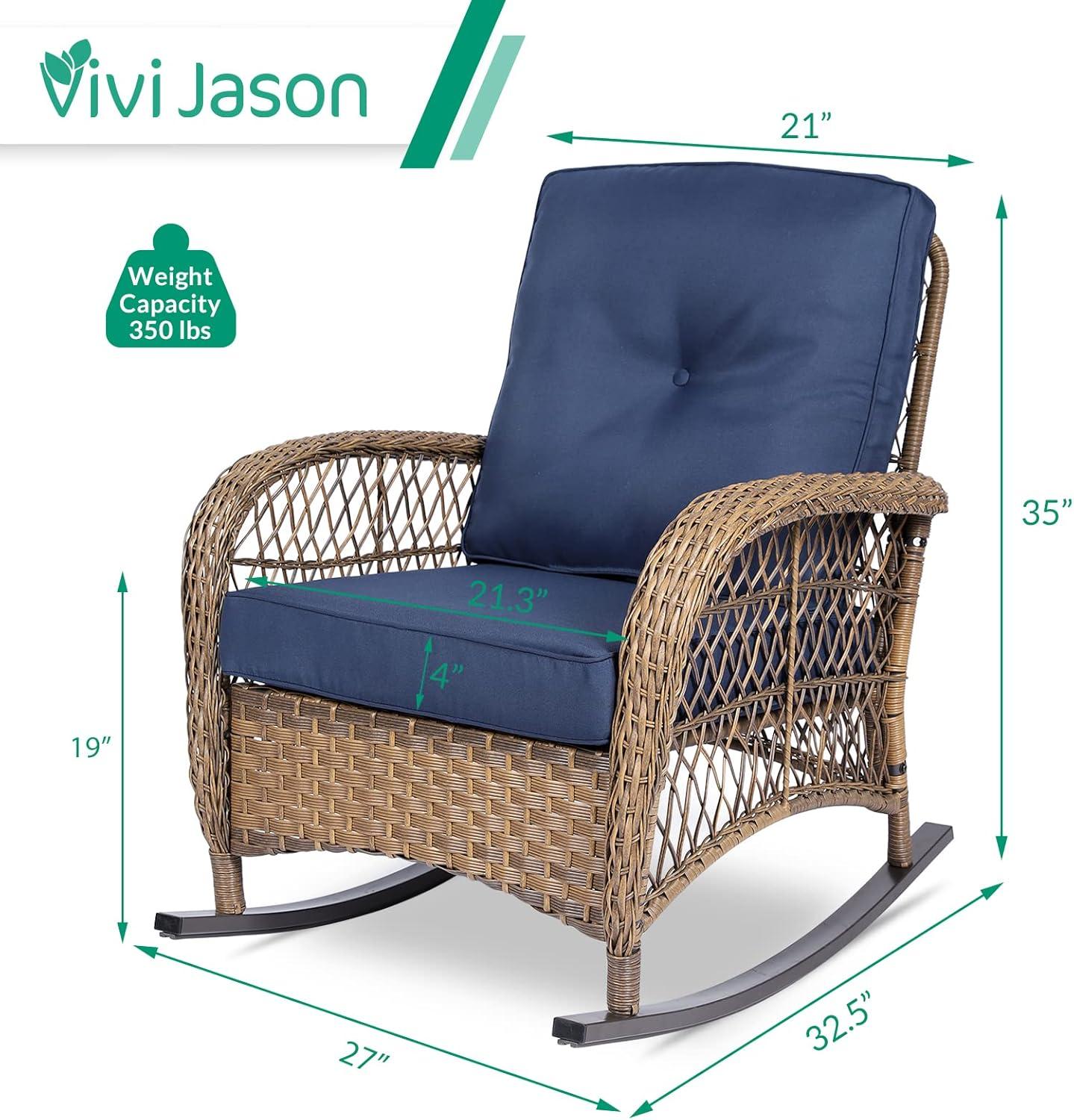 Bayou Breeze Outdoor Matina Rocking Wicker/Rattan Chair with Cushions (Set of 2)