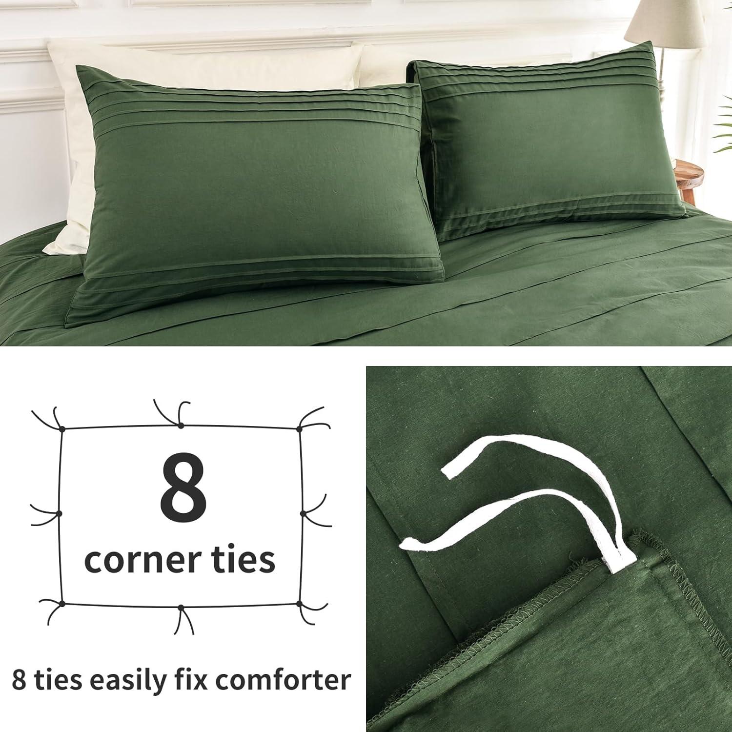 Queen Organic Cotton Green Duvet Cover Set