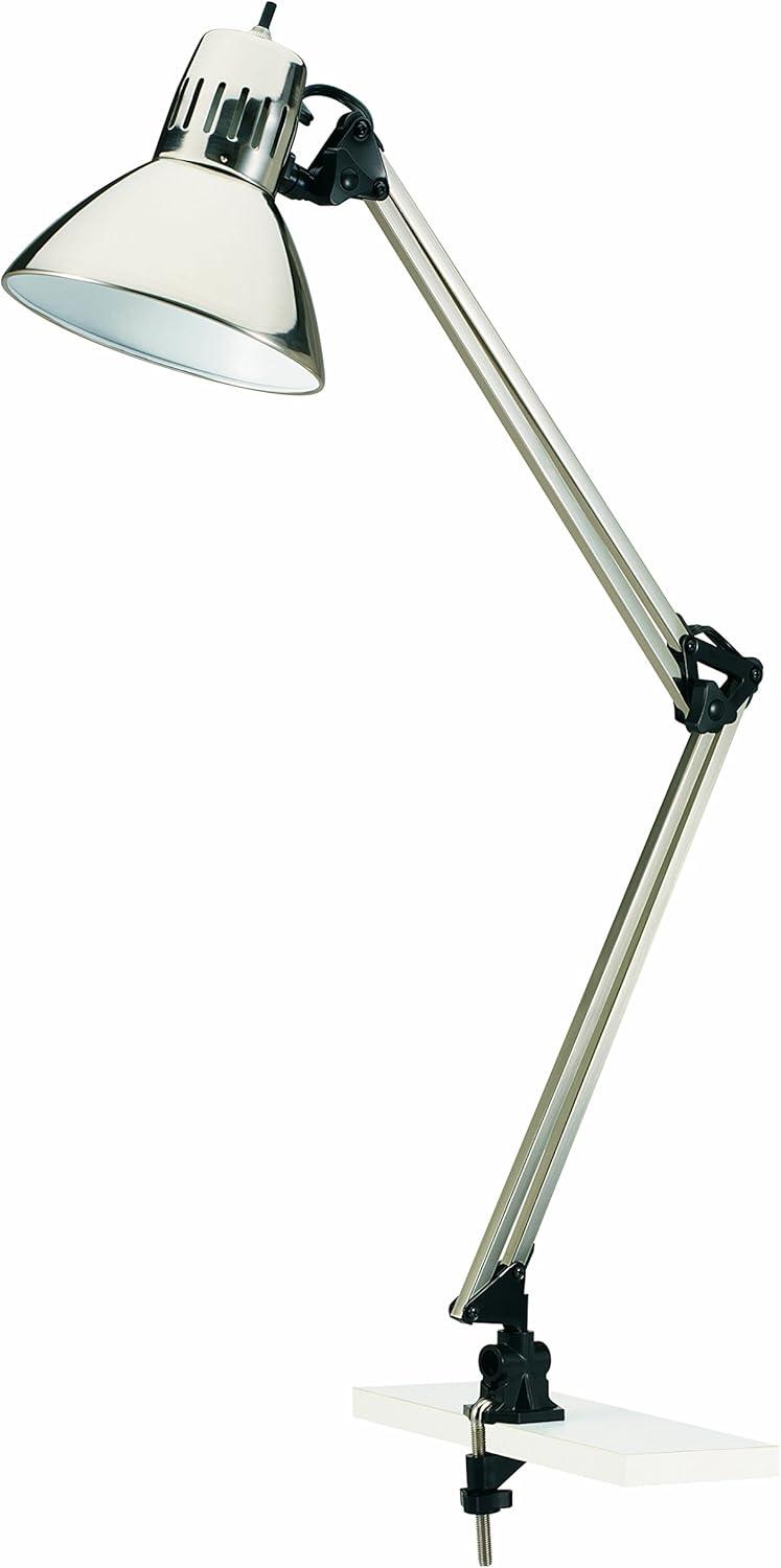 V-Light 34-In. LED Swing-Arm Brushed Nickel Clamp-on Desk Lamp in Silver