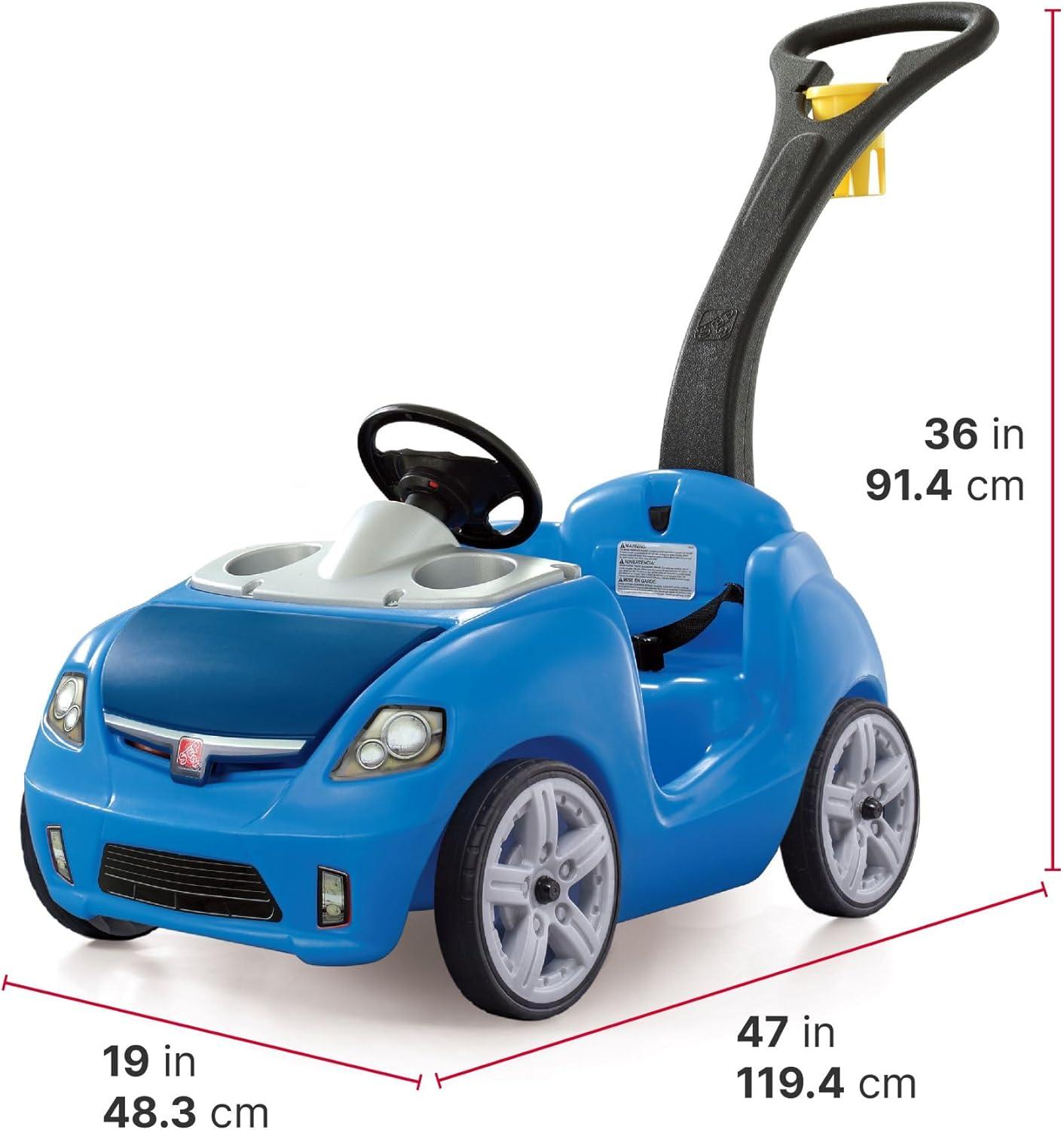 Blue Plastic Ride-On Push Car with Safety Strap