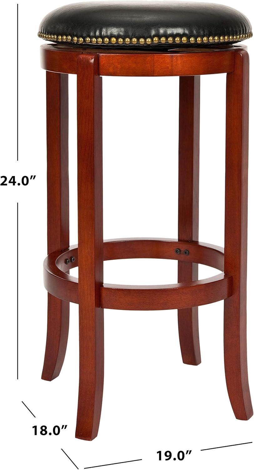 Ellwood Light Cherry and Black Leather Swivel Counter Stool