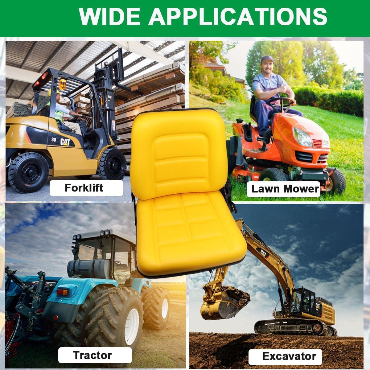 Black Adjustable PVC Forklift and Tractor Seat with Armrests