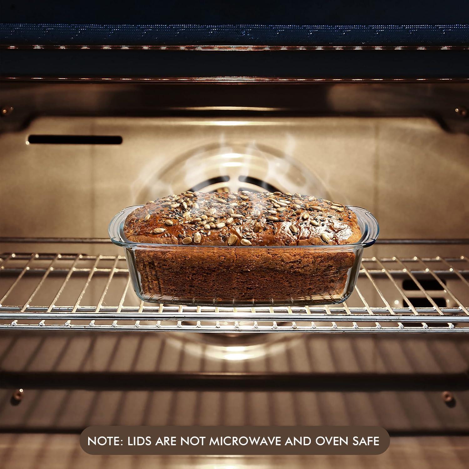 Razab 1800ml Large Glass Loaf Pans with Lids (Set of 2) 10 x 5in Bread Baking Pans, Bpa Free with Easy-Grip Handles