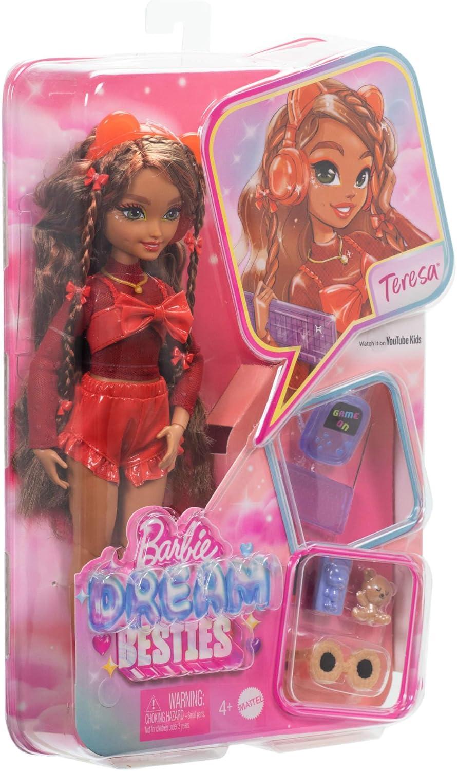 Barbie 11.7" Dream Besties Teresa Fashion Doll Brown Hair/Green Eyes with Video Game Themed Accessories