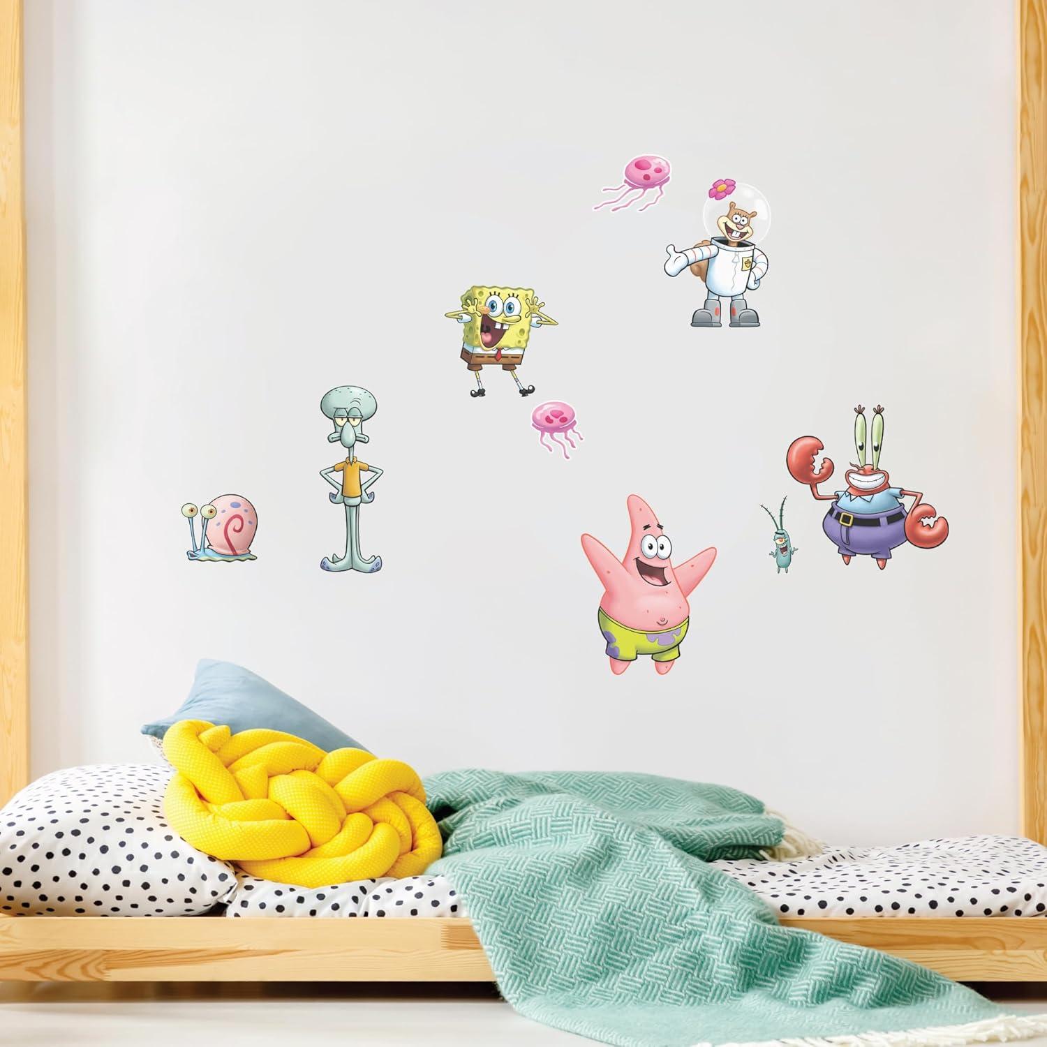 SpongeBob SquarePants Wall Decals - Patrick Star, Squidward, Mr. Krabs, Gary, Plankton, Sandy Cheeks Vinyl Wall Sticker Bedroom Decorations Peel and Stick Room Decor
