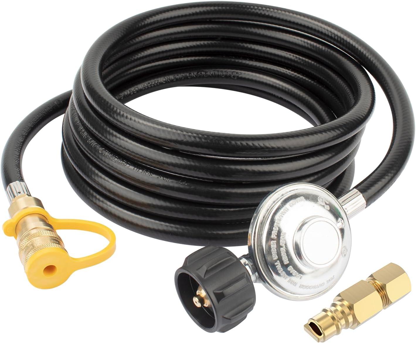 GasSaf 12ft Propane Regulator with Hose, Propane Hose for Indoor/Outdoor Heater -3/8 Quick Connect Disconnect