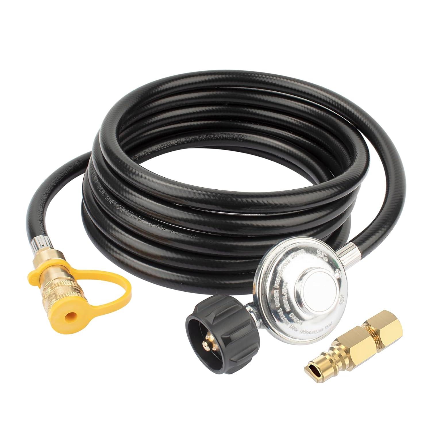 GasSaf 12ft Propane Regulator with Hose, Propane Hose for Indoor/Outdoor Heater -3/8 Quick Connect Disconnect