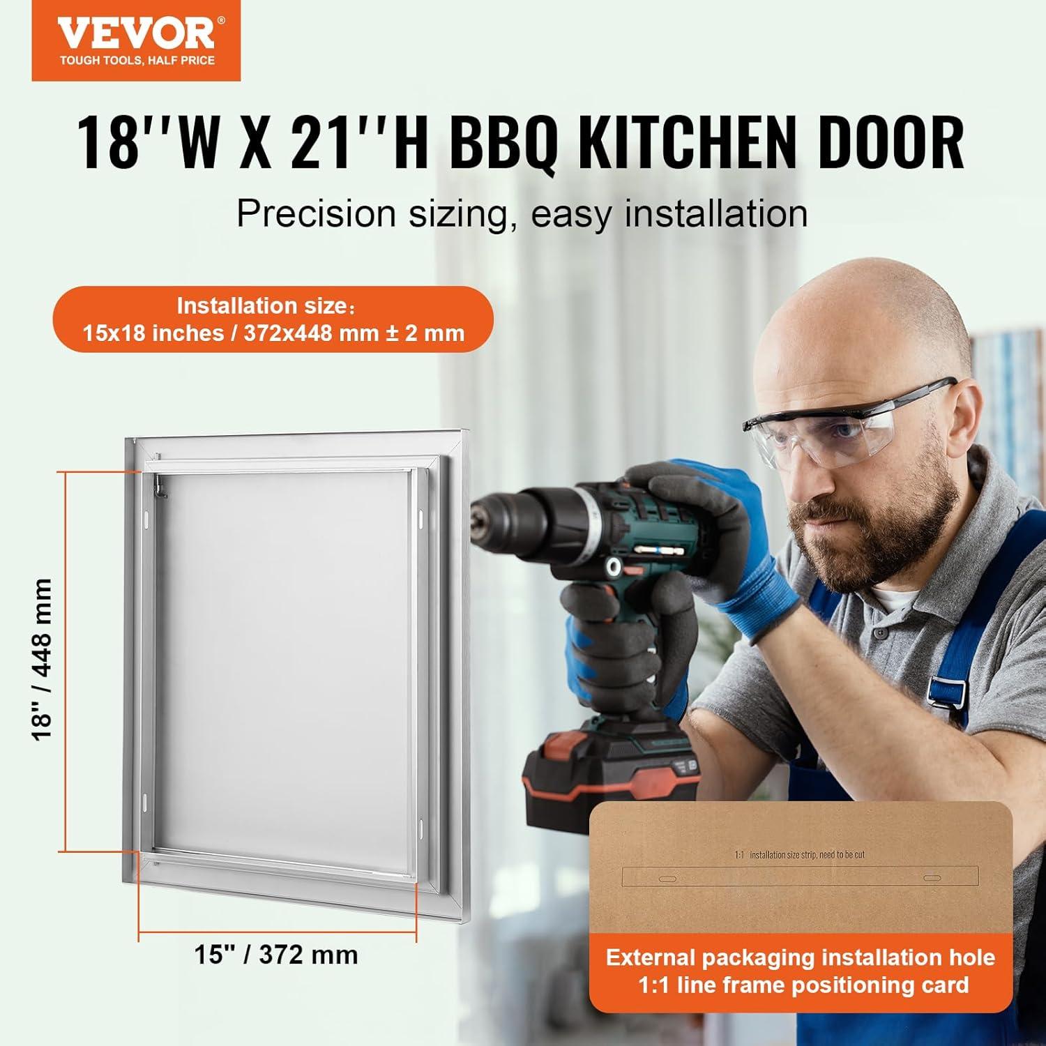 VEVOR BBQ Access Door 18-in W x 21-in H x 2-in D Built-In Grill Cabinet Single door