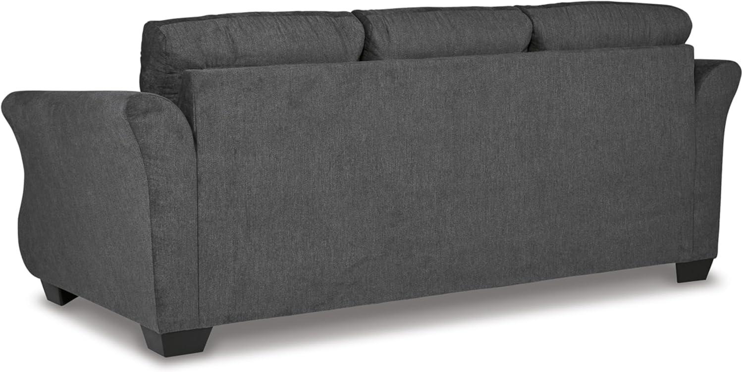 Gunmetal Tufted Fabric Sofa with Flared Arms