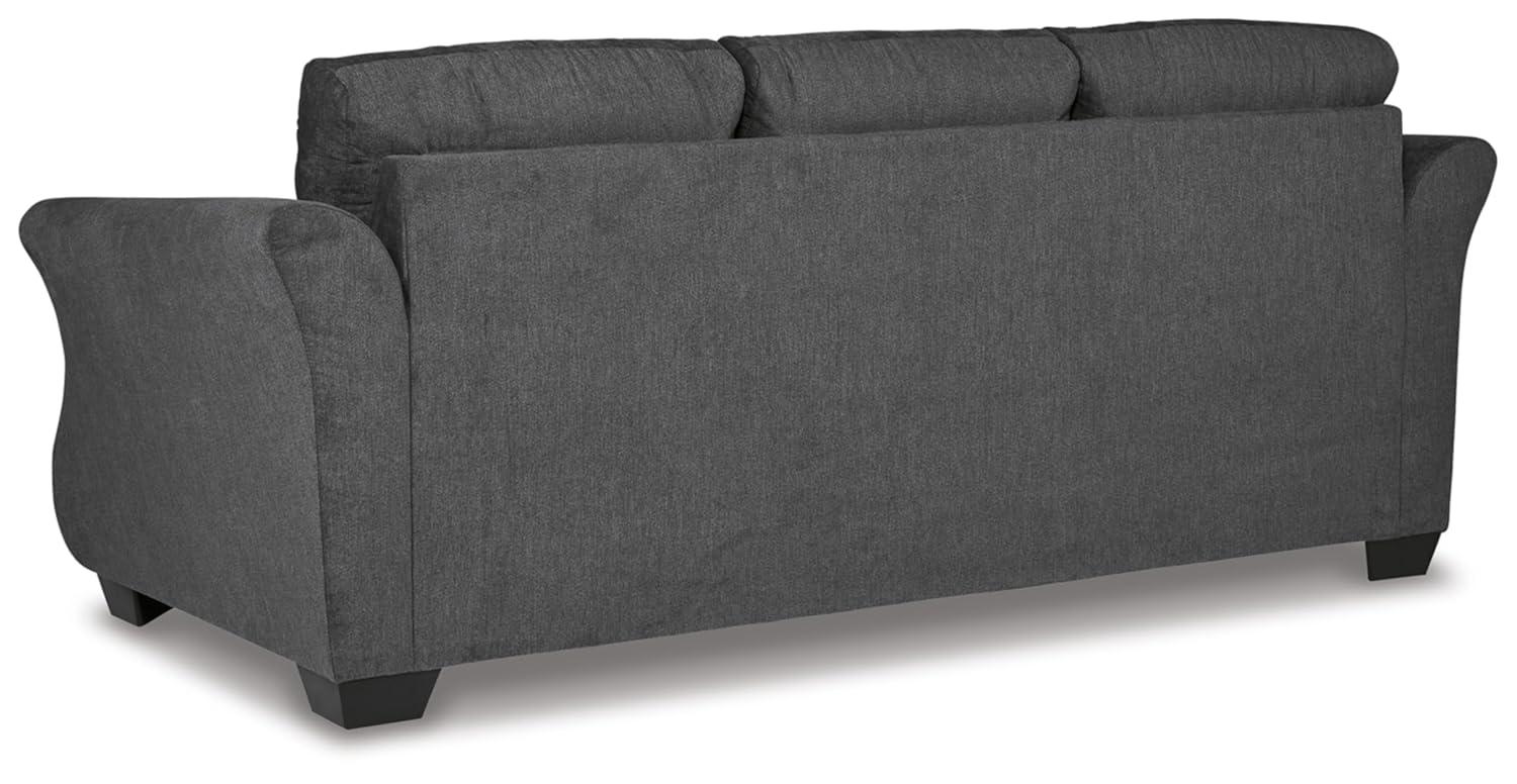 Gunmetal Tufted Fabric Sofa with Flared Arms