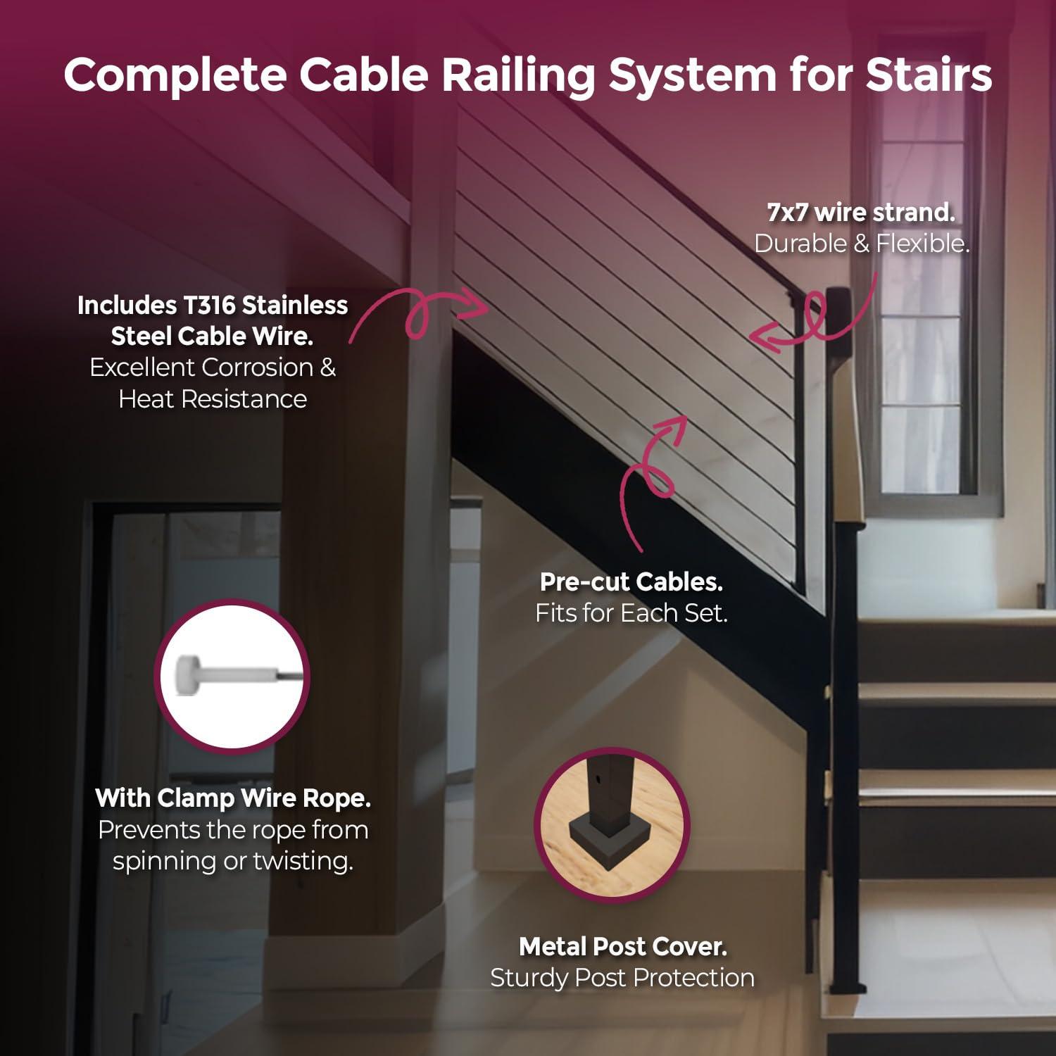 CR Home Hand Rails for Outdoor Steps for Porch, Deck, & Balcony Railing
