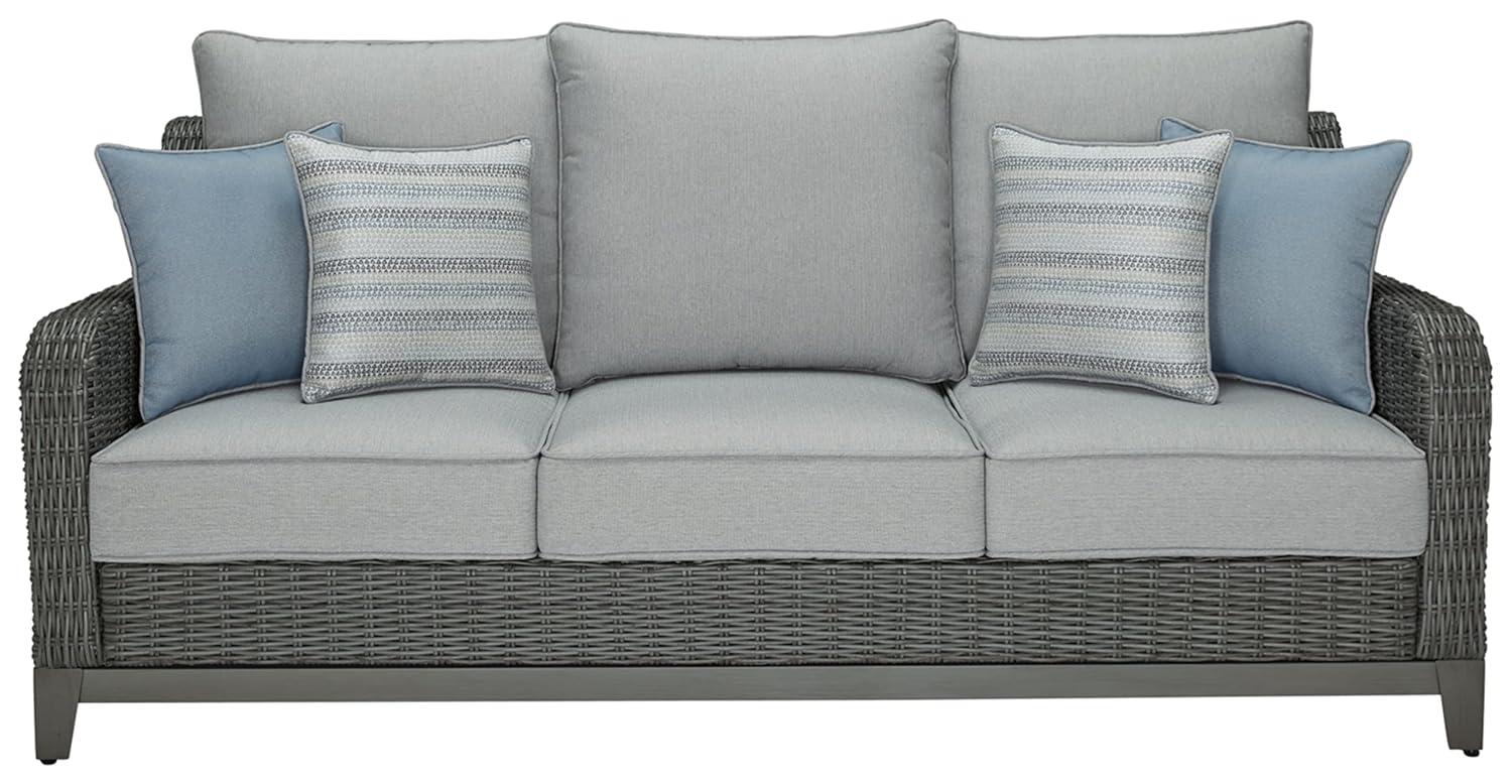 Signature Design by Ashley Elite Park Outdoor Fabric Sofa with Cushion in Gray