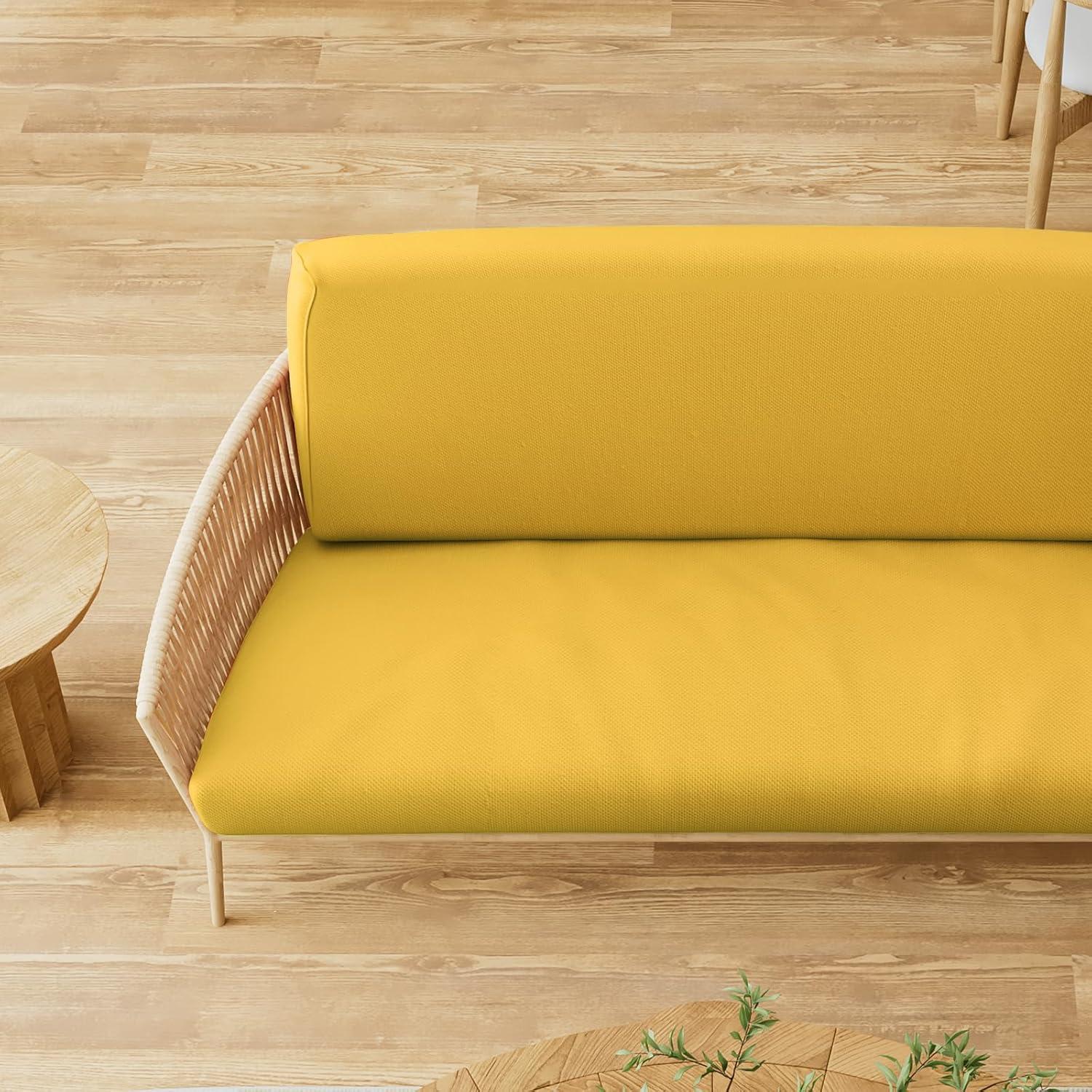 Solid Futon Cover Slipcover Fit 6"- 8" Futon Mattresses Yellow, Full Size 54x75 Inch