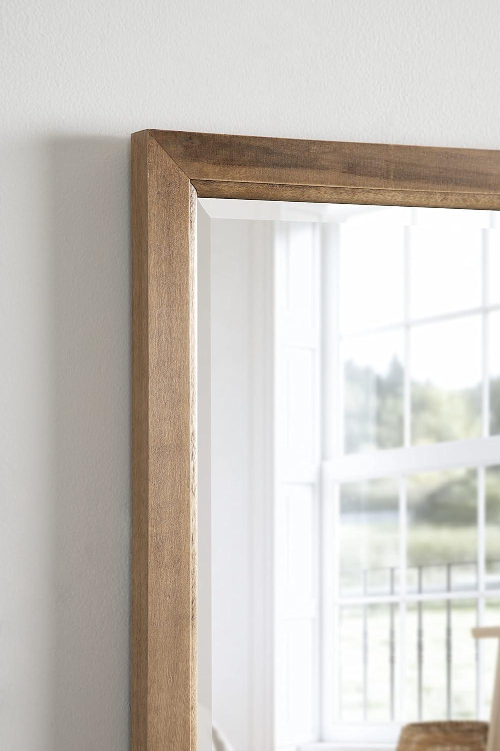 18" x 24" Hogan Wood Framed Decorative Wall Mirror Walnut Brown - Kate & Laurel: Rustic Rectangular, No Assembly Required