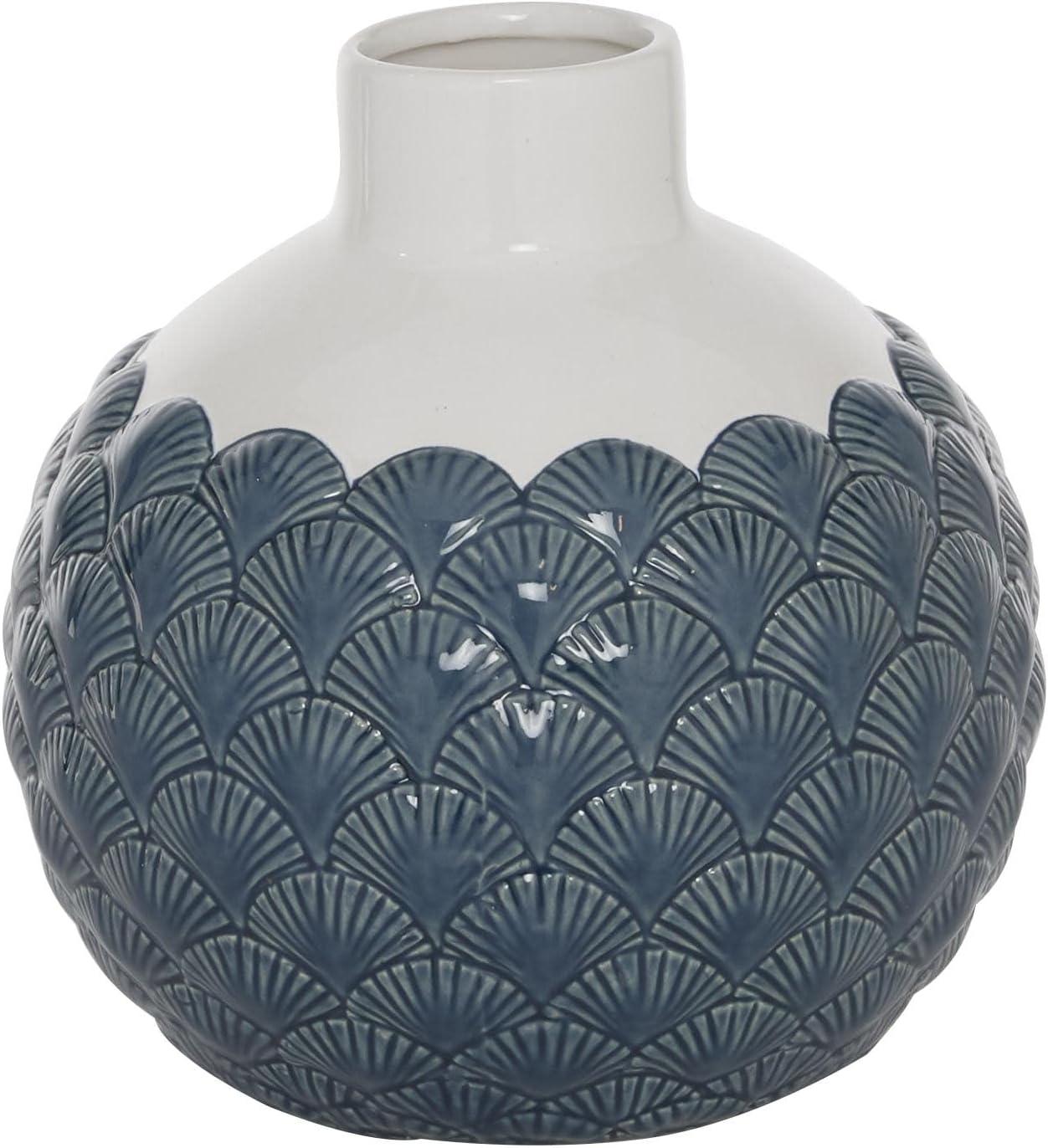 Blue and White Ceramic Coastal Decorative Vase