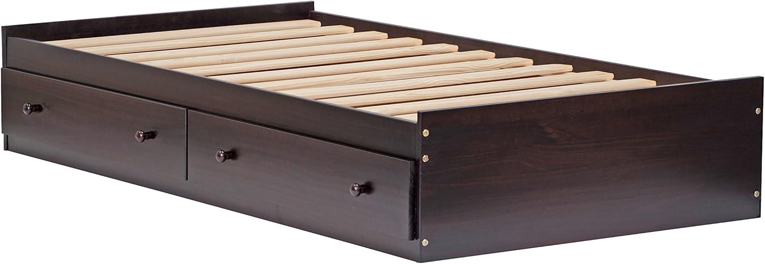 Palace Imports  100% Solid Wood Kansas Twin Size Mate's Storage Bed with Drawers Java