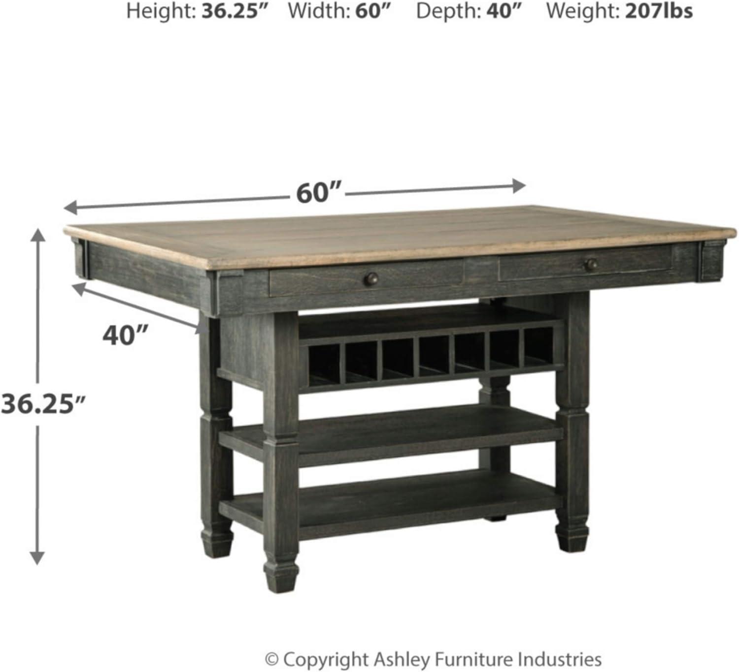 Timeworn Plank Oak & Black 60" Rectangular Counter-Height Dining Table