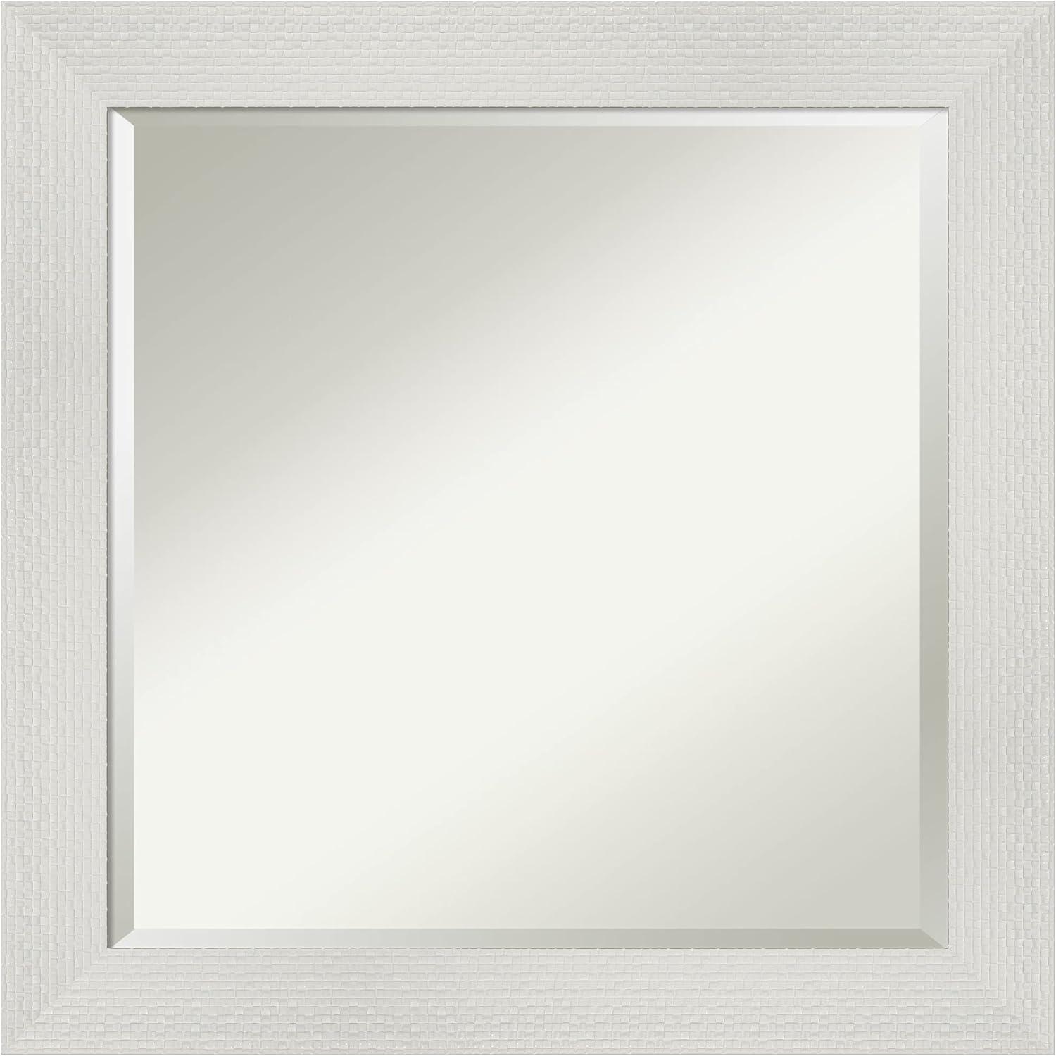 Mosaic White Beveled Bathroom Wall Mirror 24.5 x 24.5 Inches