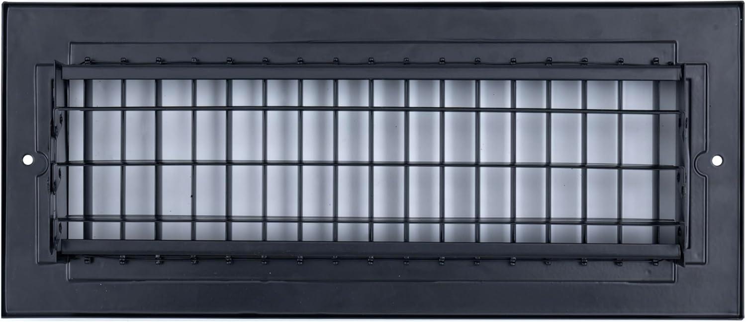 Fits 12x4 Duct Opening Steel Adjustable Air Supply Grille by Handua | Register Vent Cover Grill for Sidewall and Ceiling | Black | Outer Dimensions: 13.75" X 5.75"