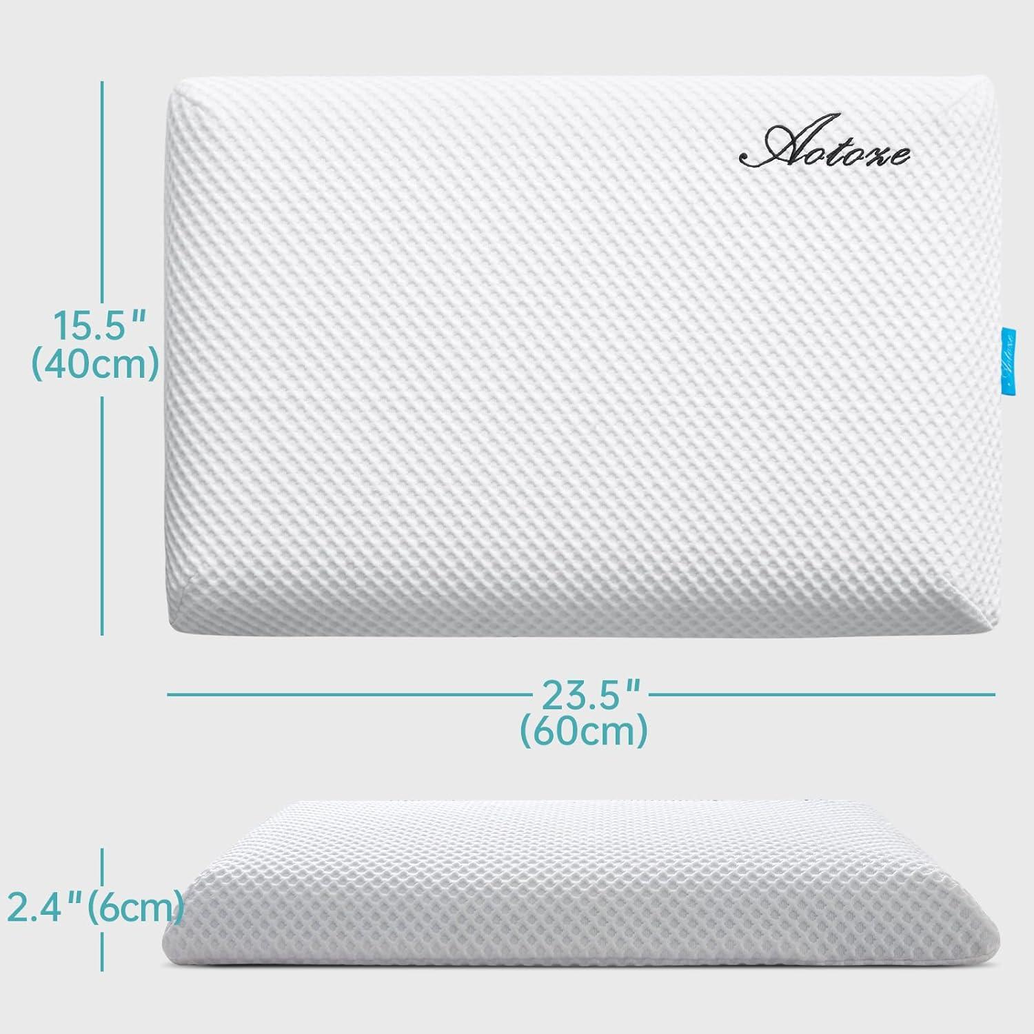 Ultra Thin & Flat Memory Foam Pillow,Low Profile Slim & Thin Pillow for Stomach Sleeper,Side Sleeper,Oeko-TEX & CertiPUR-US Double Certification 23.5 x 15.5 x 2.4 Inches