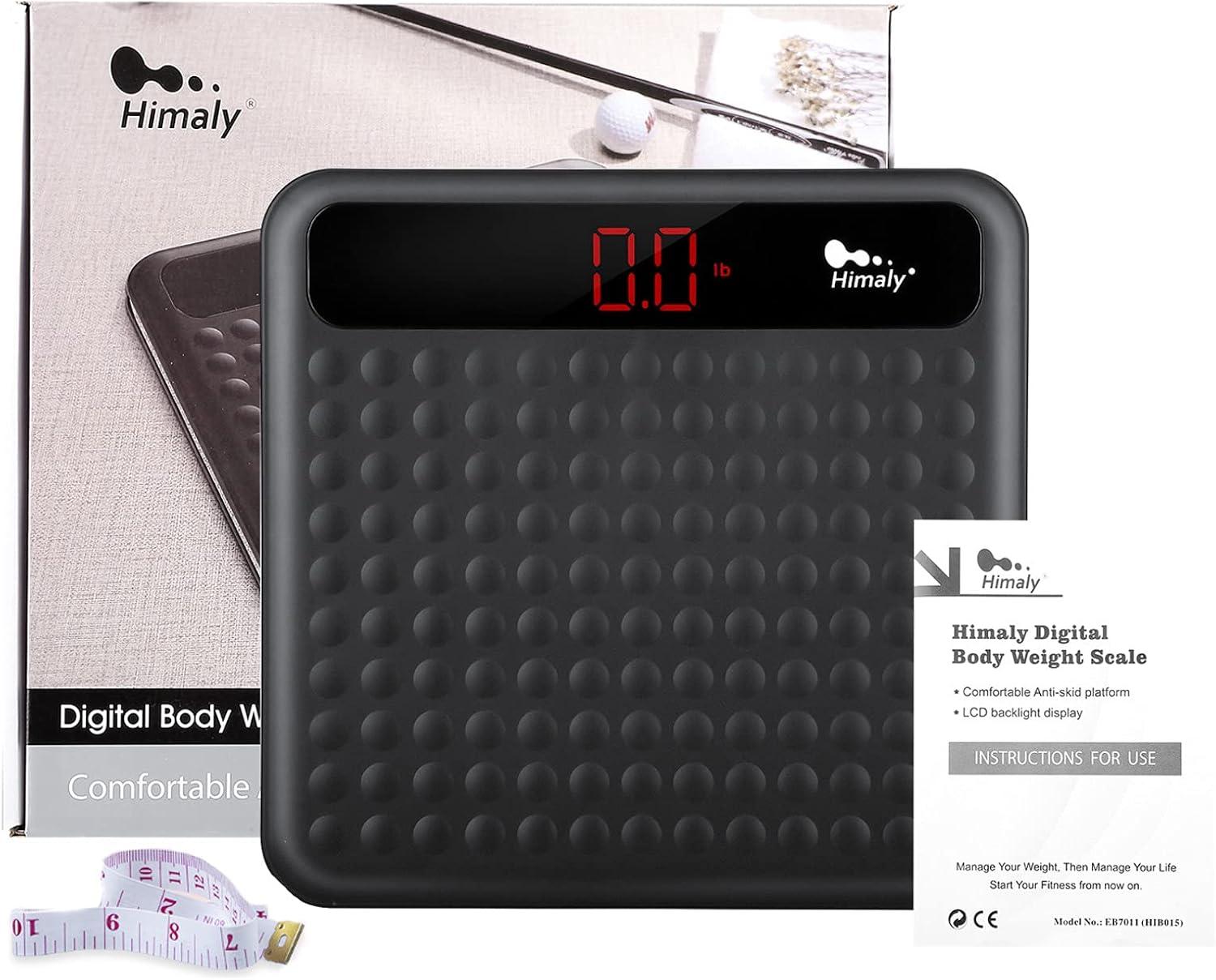 Black Digital Body Weight Bathroom Scale with Non-Slip Platform