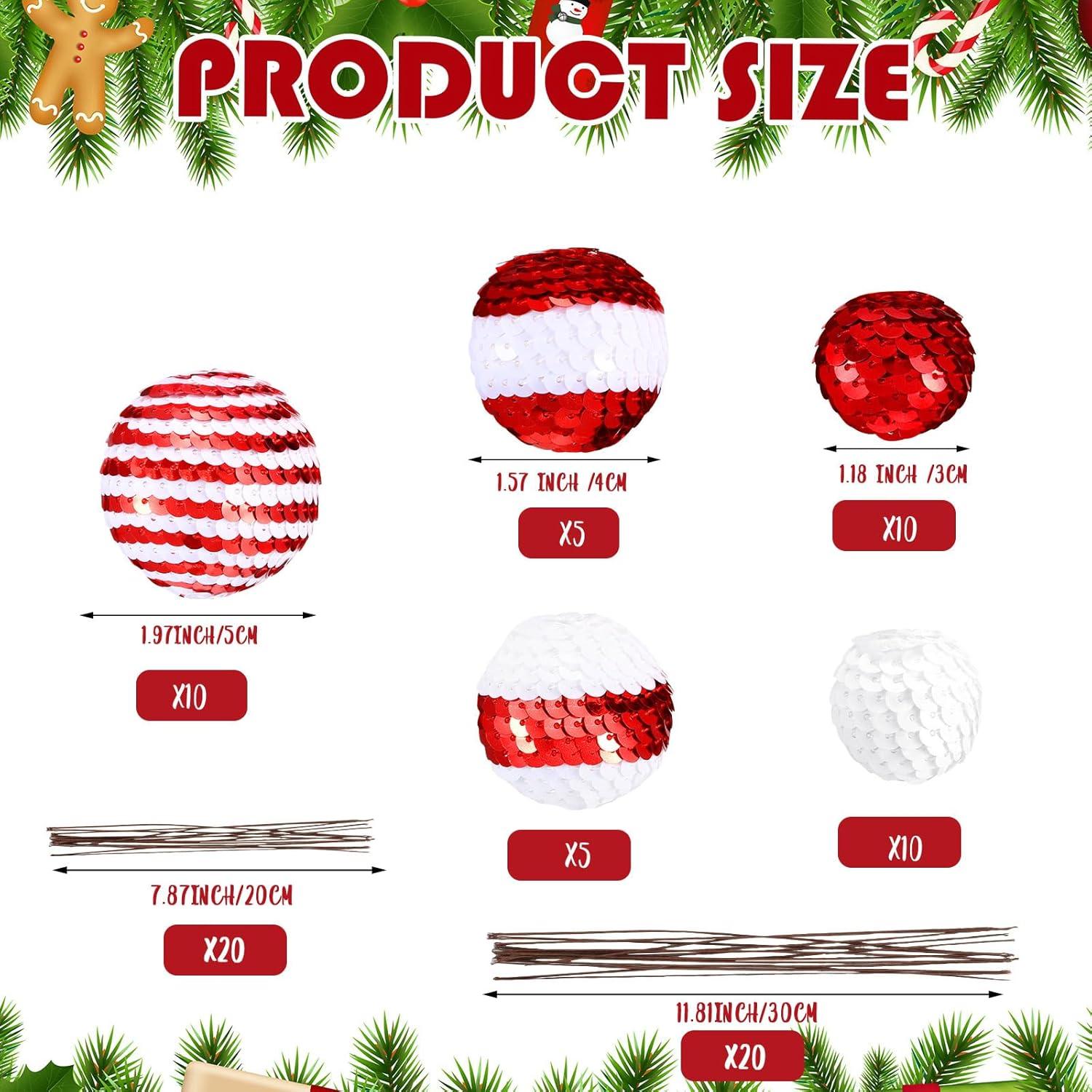 40 Set Christmas Sequins Ball Decoration Picks Mixed Color Sequin Foam Ball Tree Picks Bling Ball Ornaments