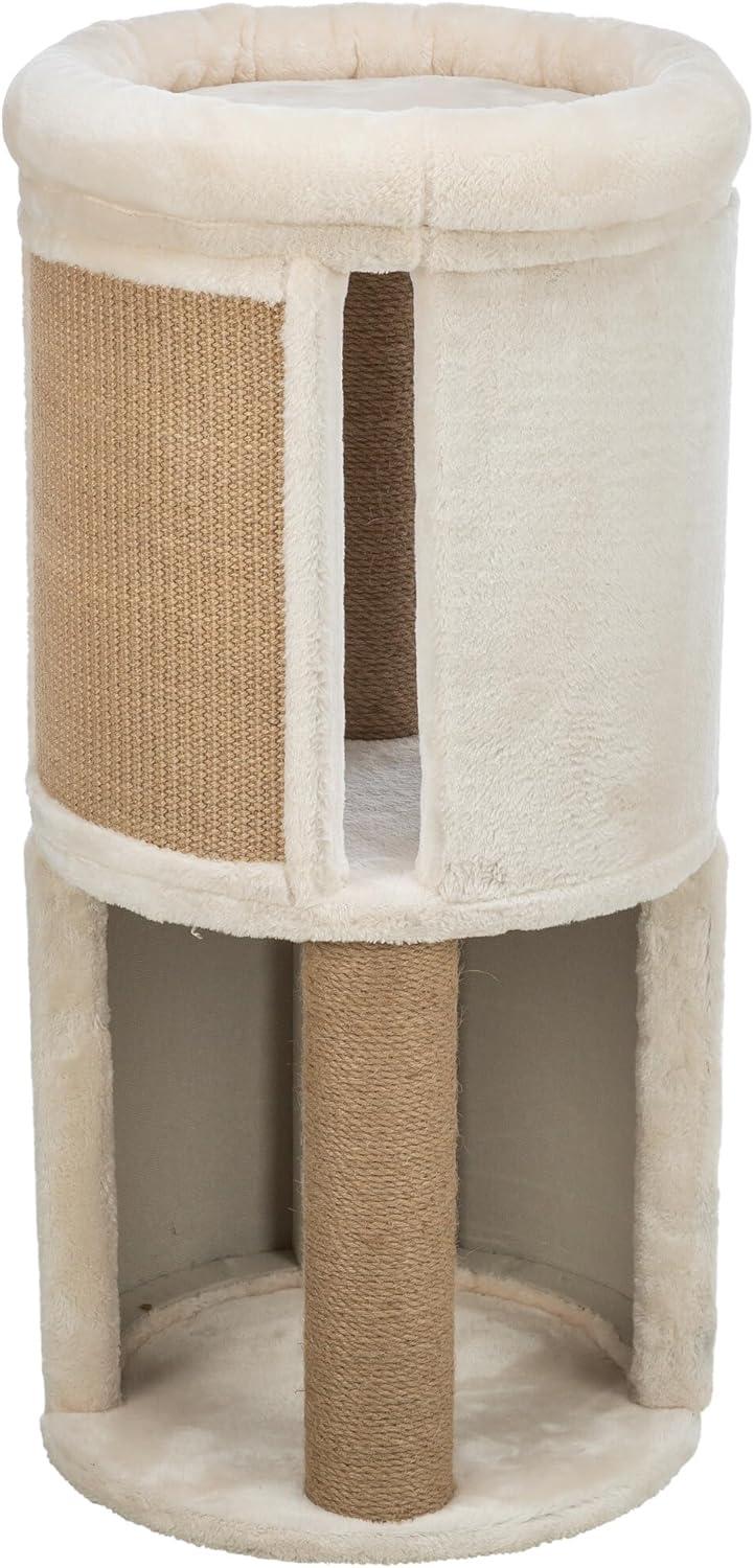 TRIXIE Giorgia Plush & Sisal 32" Cat Condo Tower, Scratching Posts  with Padded Bed, Beige