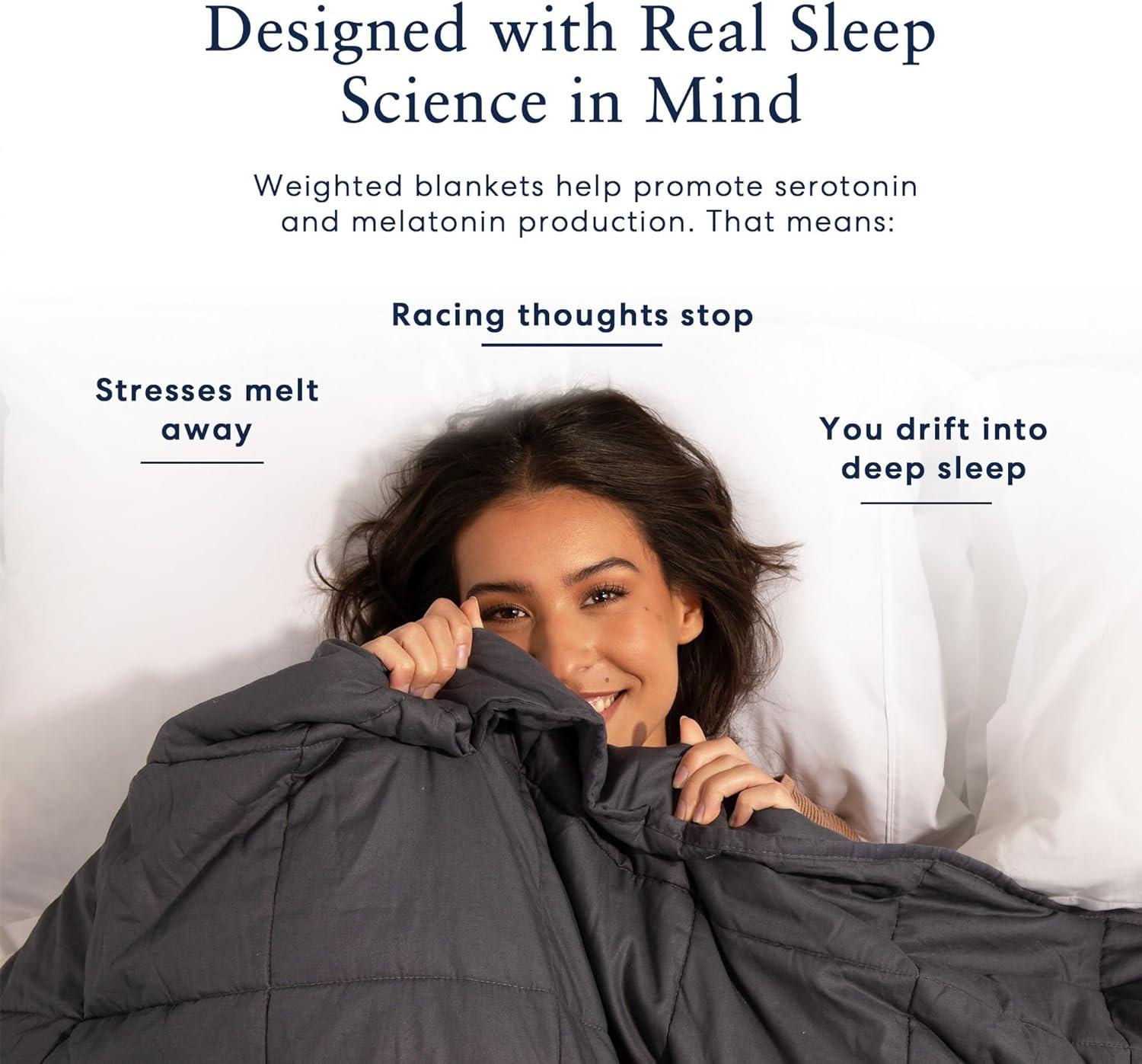 Luna Luxe Cotton Weighted Blankets for Kids & Adults - 100% Oeko-Tex Cotton Weighted Blanket - Soft, Comfortable, & Breathable Travel Blanket - All-Season, Winter Premium Gift Ideas