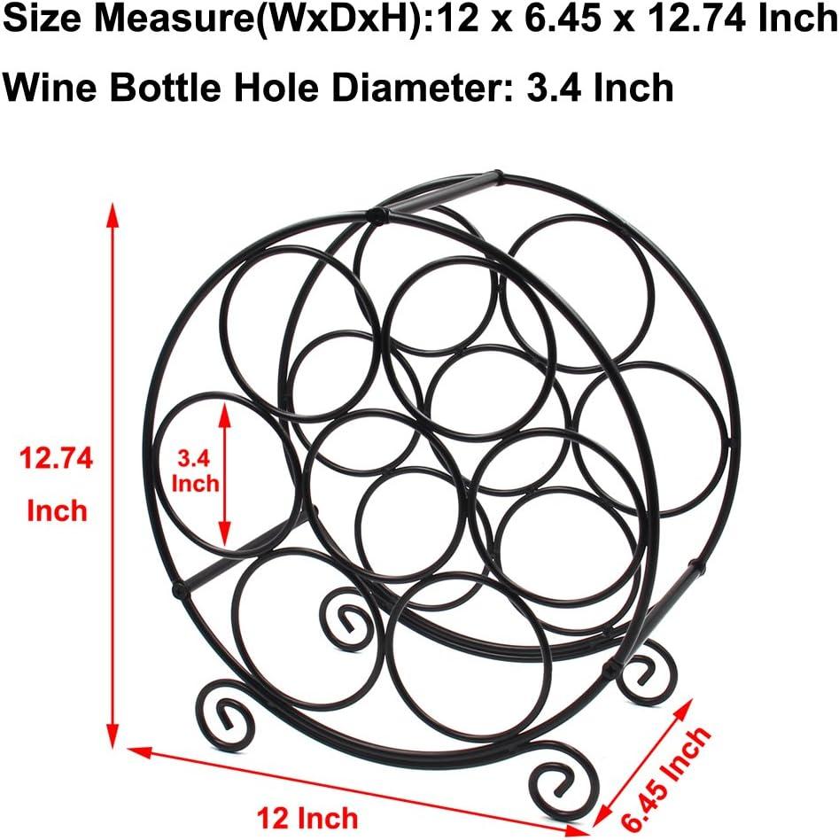 Black Metal Circular 7-Bottle Countertop Wine Rack