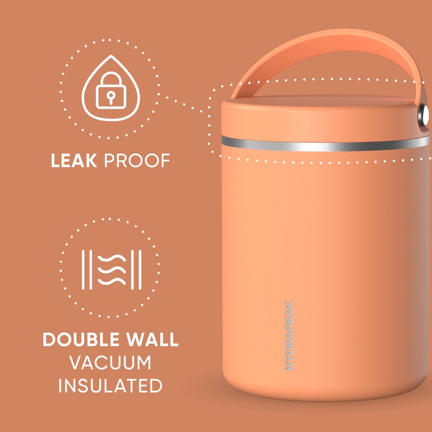 Hydrapeak 32 Oz Stainless Steel Vacuum Insulated Wide Mouth Leak-proof Thermos Food Jar For Hot And Cold, 10 Hours Hot 16 Hours Cold (Gray)