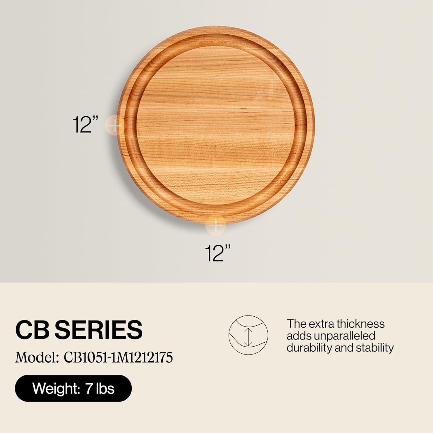 John Boos Chef's Collection Round Maple Cutting Board with Groove