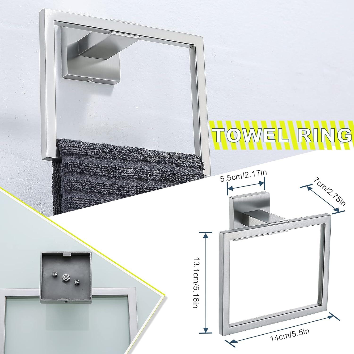 Brushed 4-Piece Bathroom Hardware Set Premium Stainless Steel Bath Towel Bar Sets Wall Mounted Bathroom Toilet Paper Holder with Shelf Set, 23.6 Inch