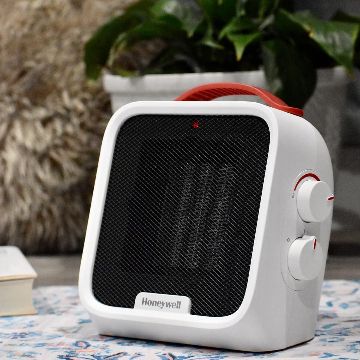 Honeywell UberHeat 5 Ceramic Heater White: Portable Electric Indoor Heater, Adjustable Thermostat, 1500W, ETL Listed