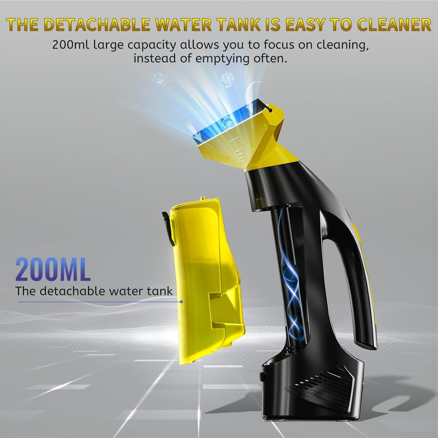 Cordless Black and Yellow Rubber Blade Window Vacuum Squeegee