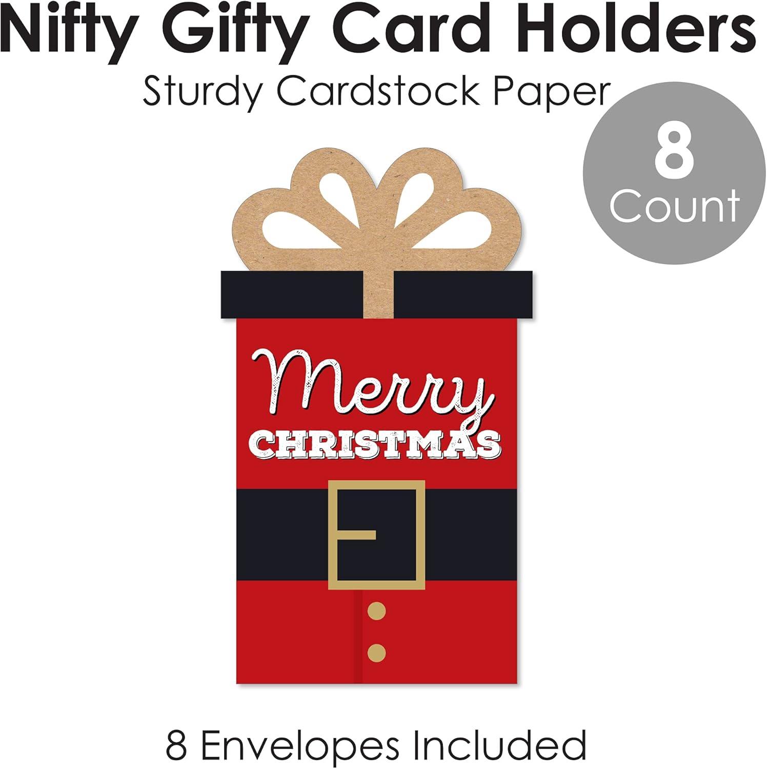 Big Dot of Happiness Jolly Santa Claus - Christmas Party Money and Gift Card Sleeves - Nifty Gifty Card Holders - 8 Ct