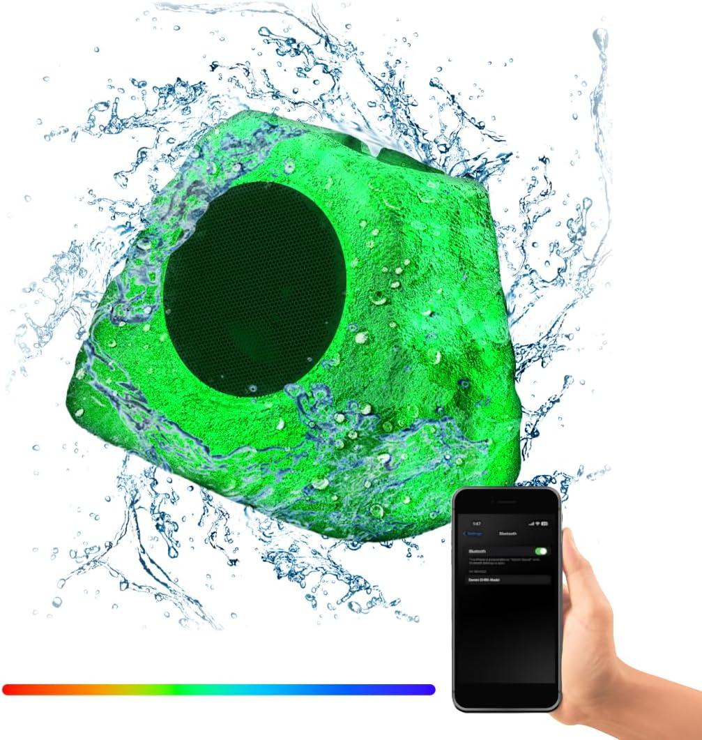 Gemini® GHRK-500LTMS Solar Bluetooth® TWS 30-Watt-Peak Outdoor Rock Speaker with LED Lighting (1 Pack) in Gray