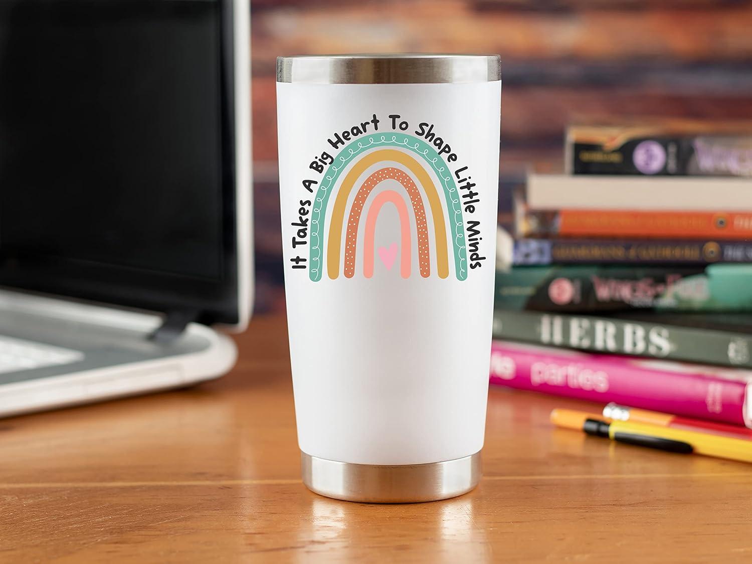 Teacher Gifts Coffee Mug - It Takes a Big Heart to Shape Little Minds 20oz Tumbler/Mug with Handle - Cute Idea for Appreciation Week, Women, Teaching, Best, Thank You, Birthday, Valentines Day