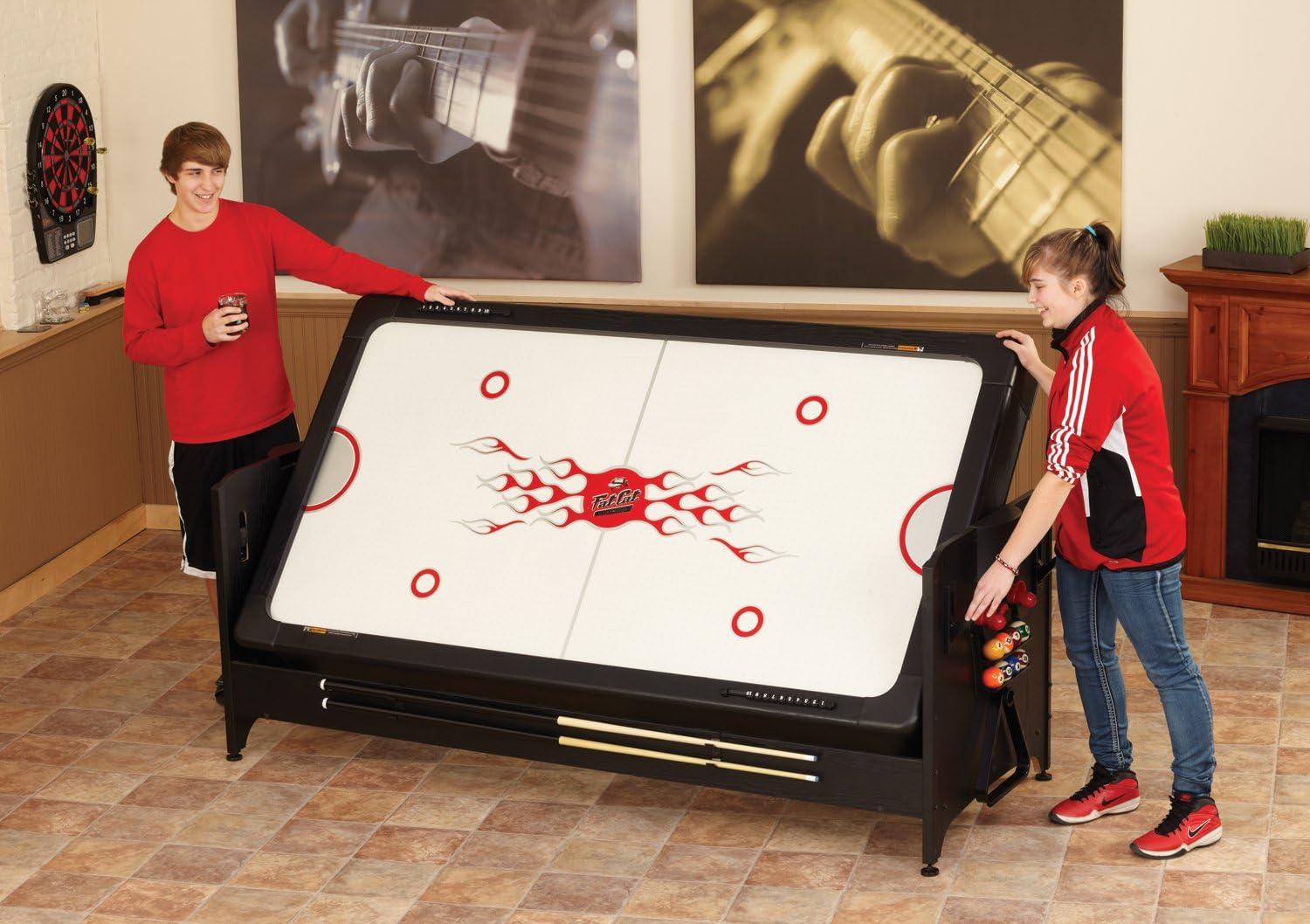 7-Foot Black 2-in-1 Air Hockey and Pool Table