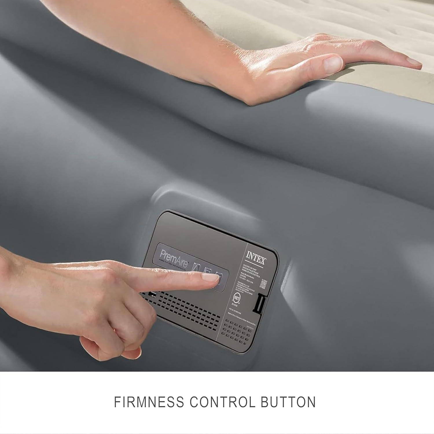 Intex: PremAire II Elevated Airbed - Queen - Gray, 18" Inflatable Air Mattress, Built-in Electric Pump, Firmness Control Button, 600lb Cap, 64925ED