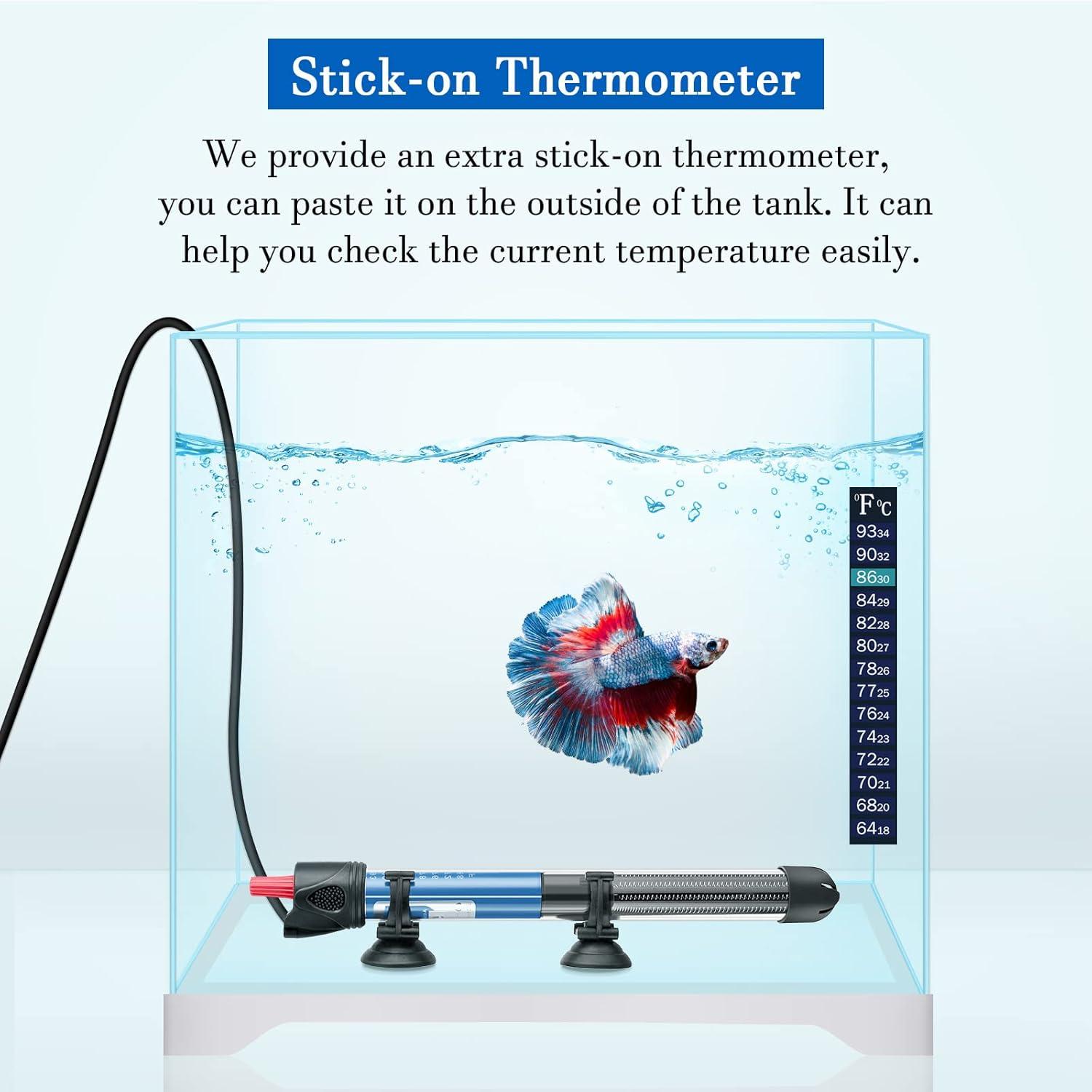 Adjustable 100W Submersible Glass Aquarium Heater with Thermometer