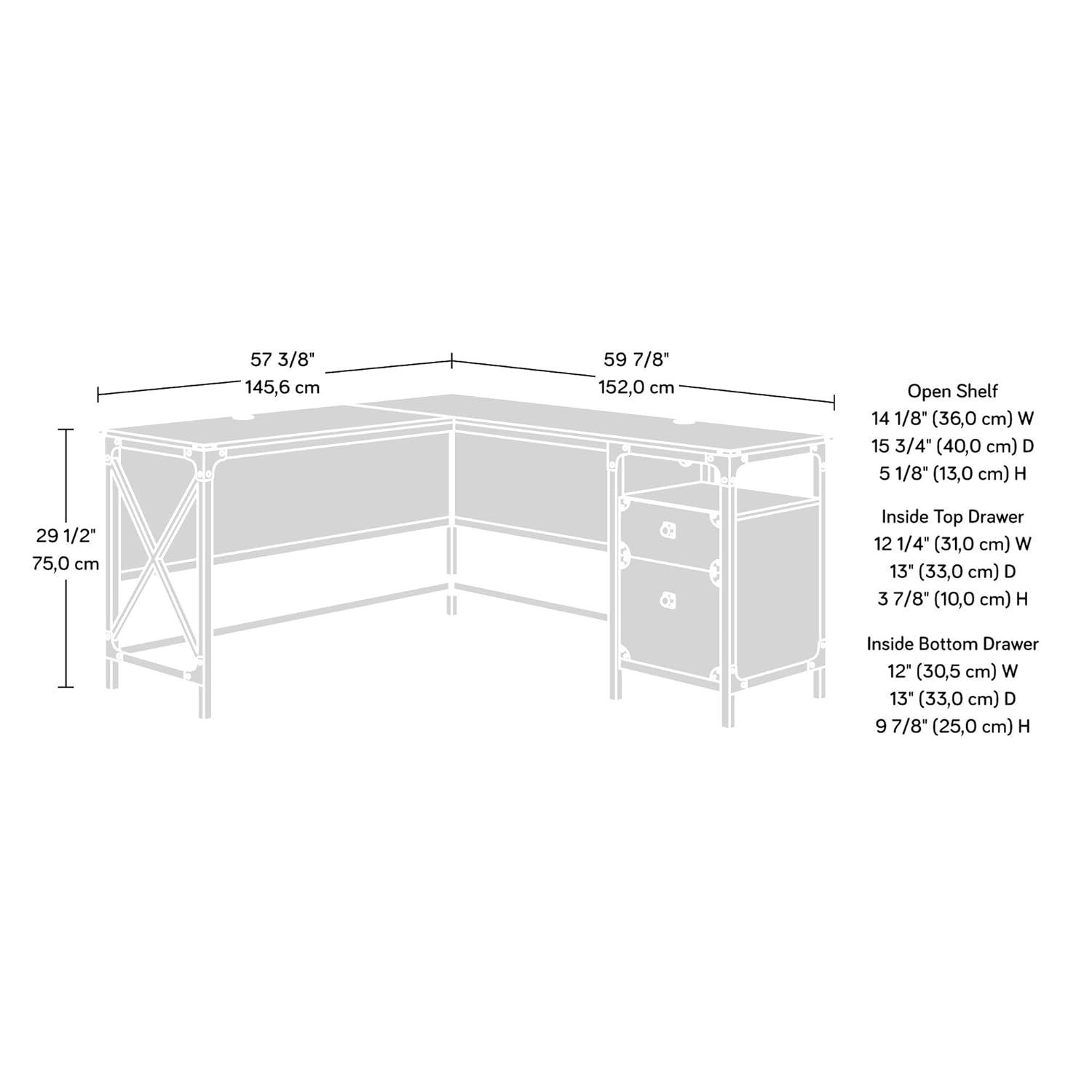 Sauder Steel River L-Shaped Desk, Milled Mesquite Finish